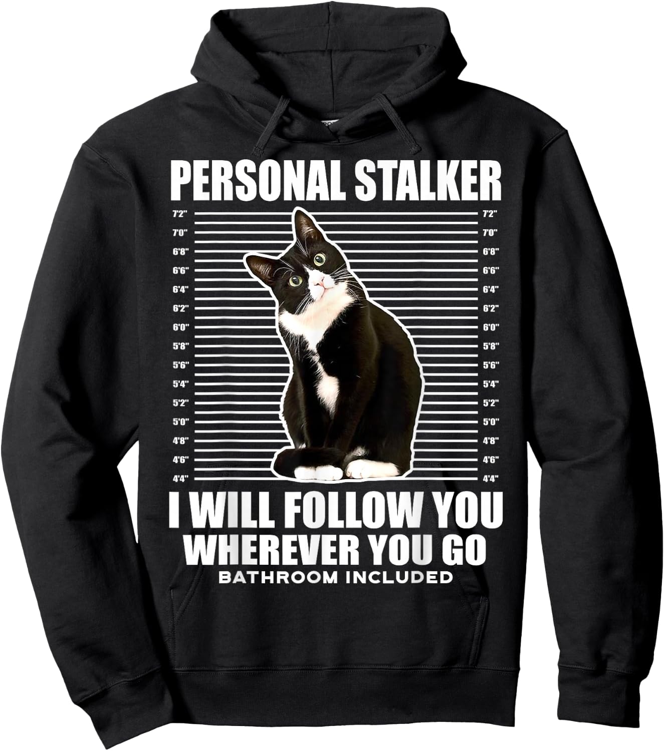Tuxedo Cat Personal Stalker Funny Cat Kitten Lovers Gift Hoodie - Hoodie | Black