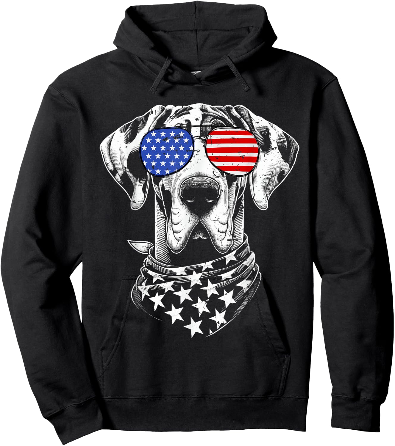 Great Dane Dog Dad Patriotic 4th of July American US Flag Women Kids Men Hoodie - Hoodie | Black