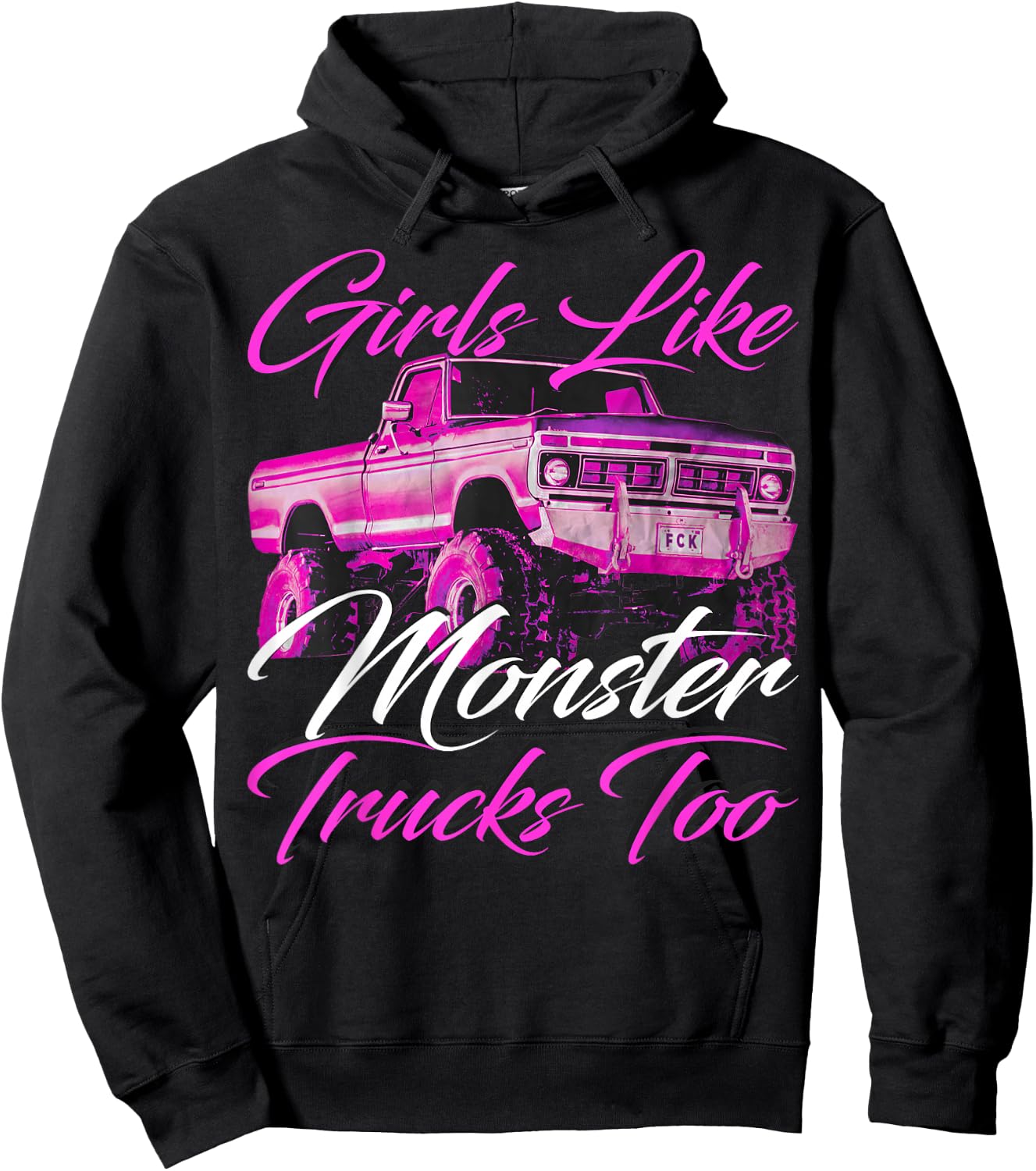 Girls Like Monster Trucks Too Hoodie - Hoodie | Black