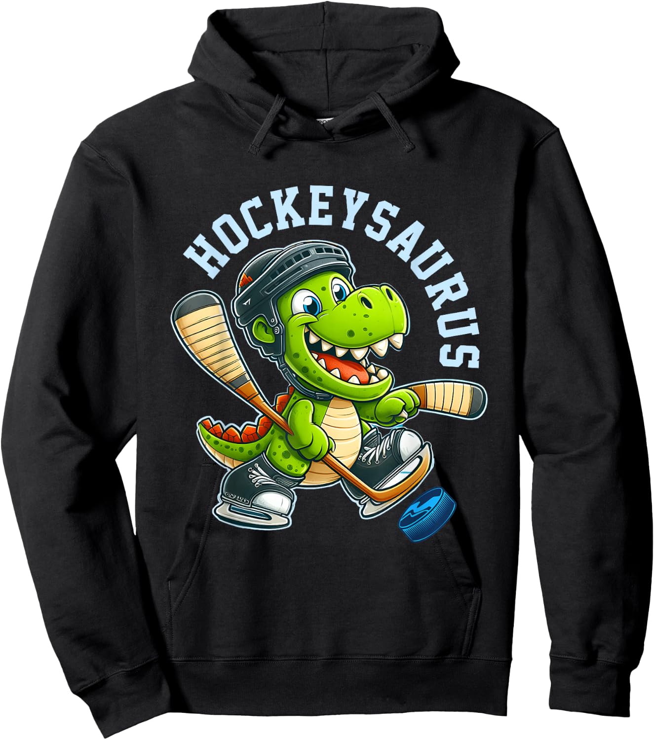 Hockeysaurus Funny Dinosaur Hockey Kids Hockey Boy Hoodie - Hoodie | Black