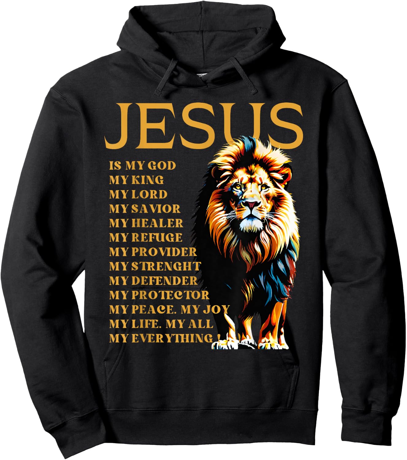 Lion Christian Jesus Is My God King, Lord, and Savior Hoodie - Hoodie | Black