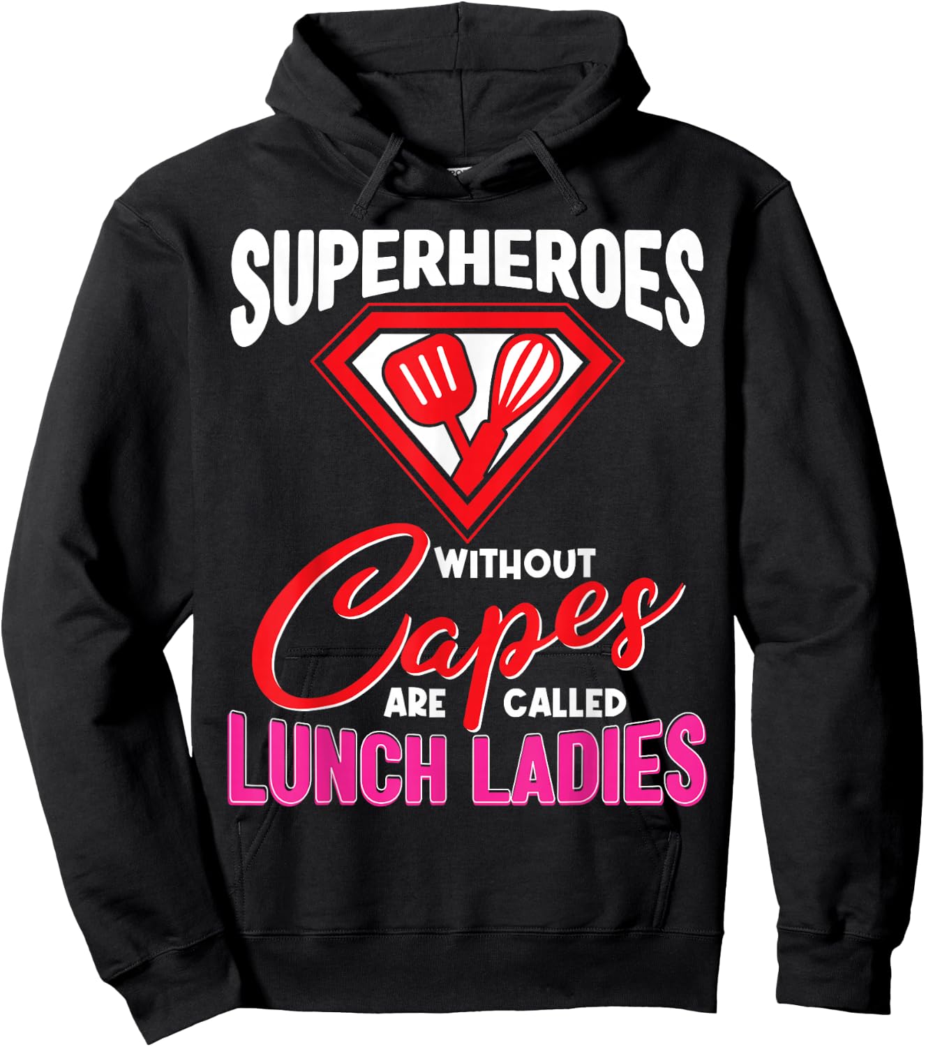 Funny Lunch Lady Superheroes Capes Cafeteria Worker Squad Hoodie - Hoodie | Black