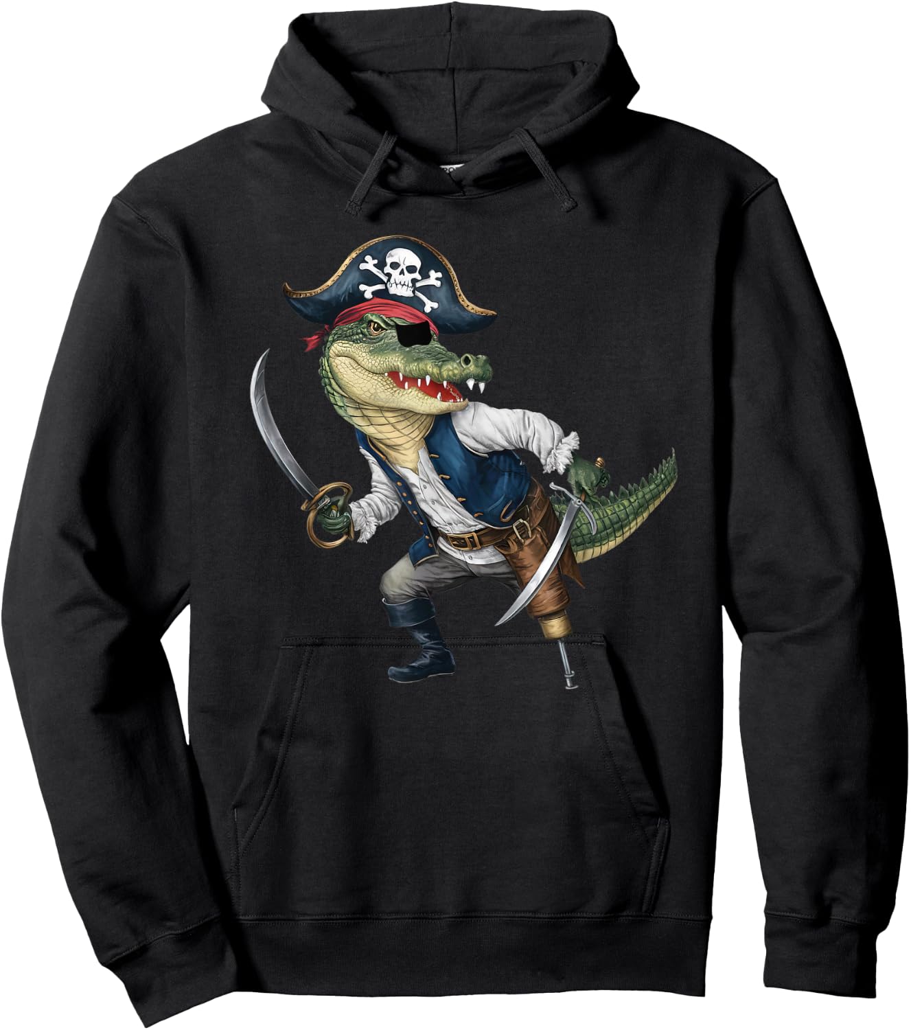 Alligator Pirate Halloween Kids Pirate Funny Hoodie - Hoodie | Black