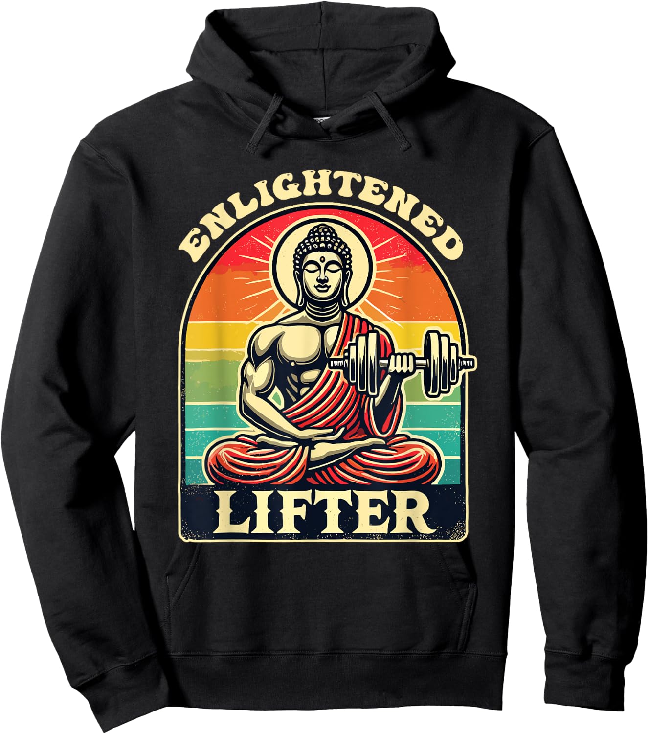 Enlightened Weightlifting Buddha Lifter Workout Gym Hoodie - Hoodie | Black