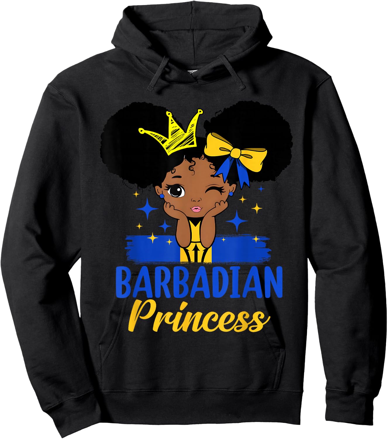 Barbadian Princess Barbados Girl Melanin Cute Barbadian Flag Hoodie - Hoodie | Black