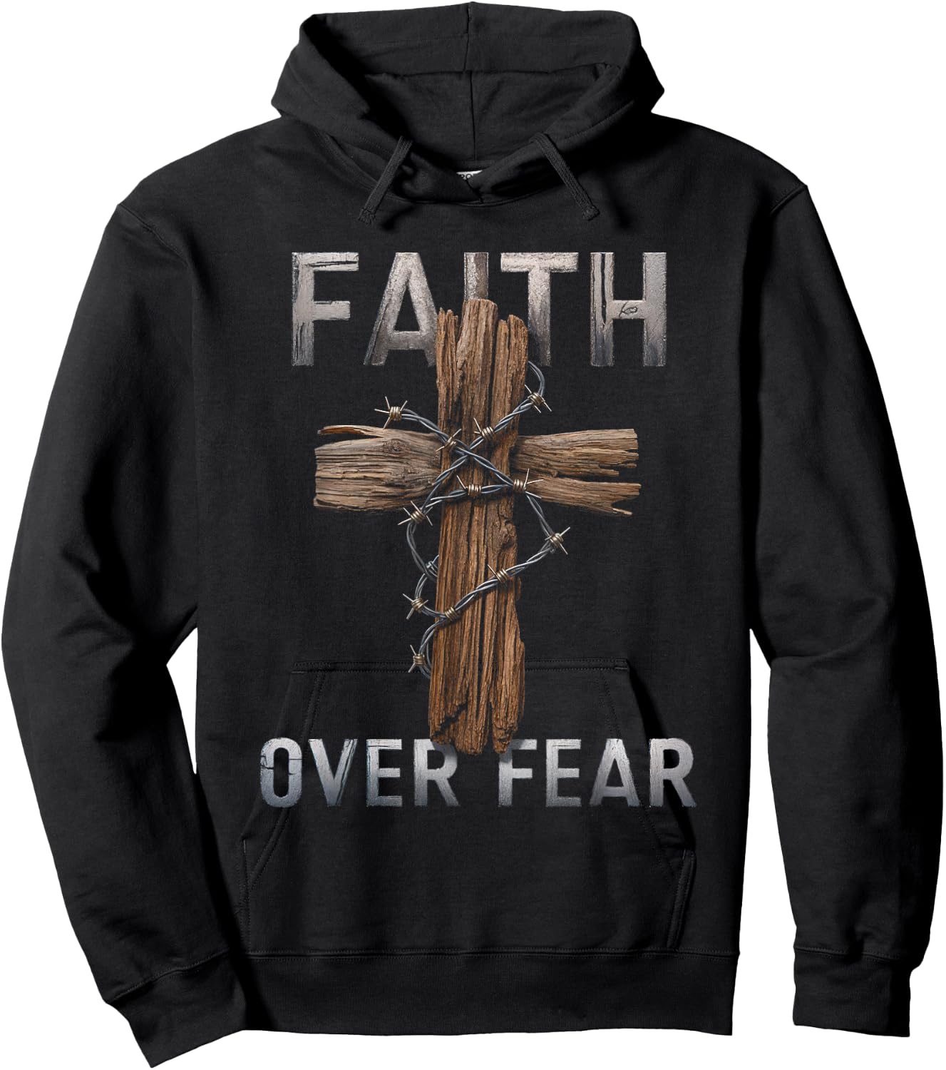 Faith Over Fear Christian Cross God Jesus Faith Religion Hoodie - Hoodie | Black