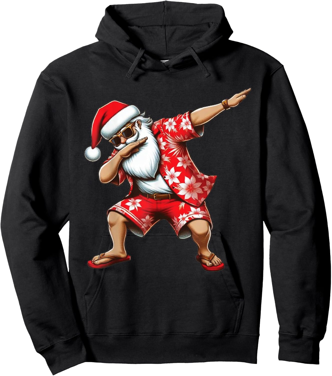 Dabbing Santa Christmas in July Boys Men Hawaiian Xmas Dab Hoodie - Hoodie | Black