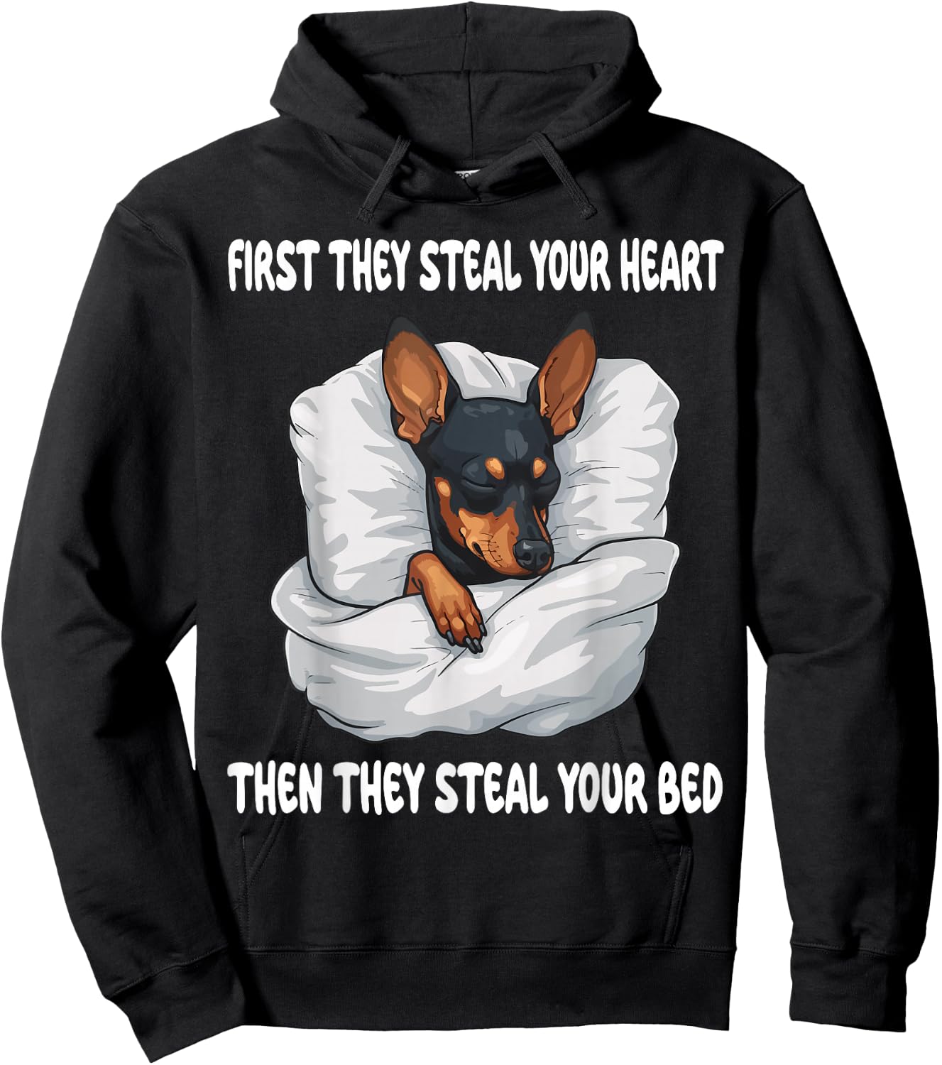 Miniature Pinscher Sleeping Pajamas Nightgown Hoodie - Hoodie | Black