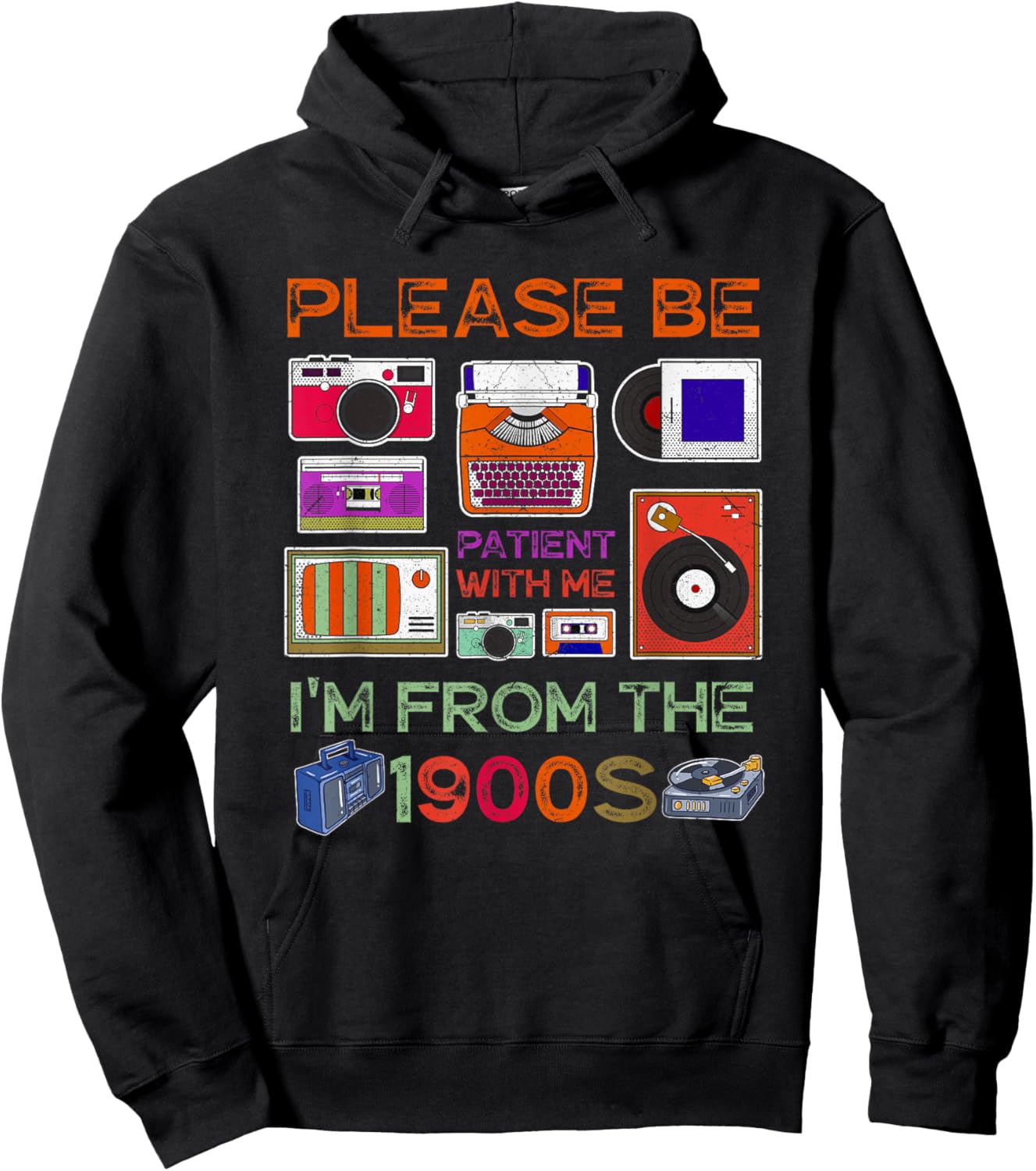 Please Be-Patient With-Me I'm From the 1900s Retro Cassette Hoodie - Hoodie | Black