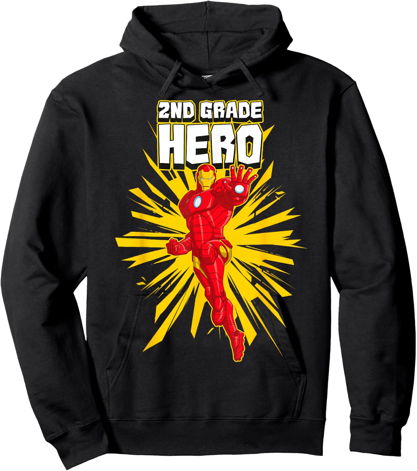 Marvel Iron Man 2nd Grade Hero School Text Hoodie - Hoodie | Black