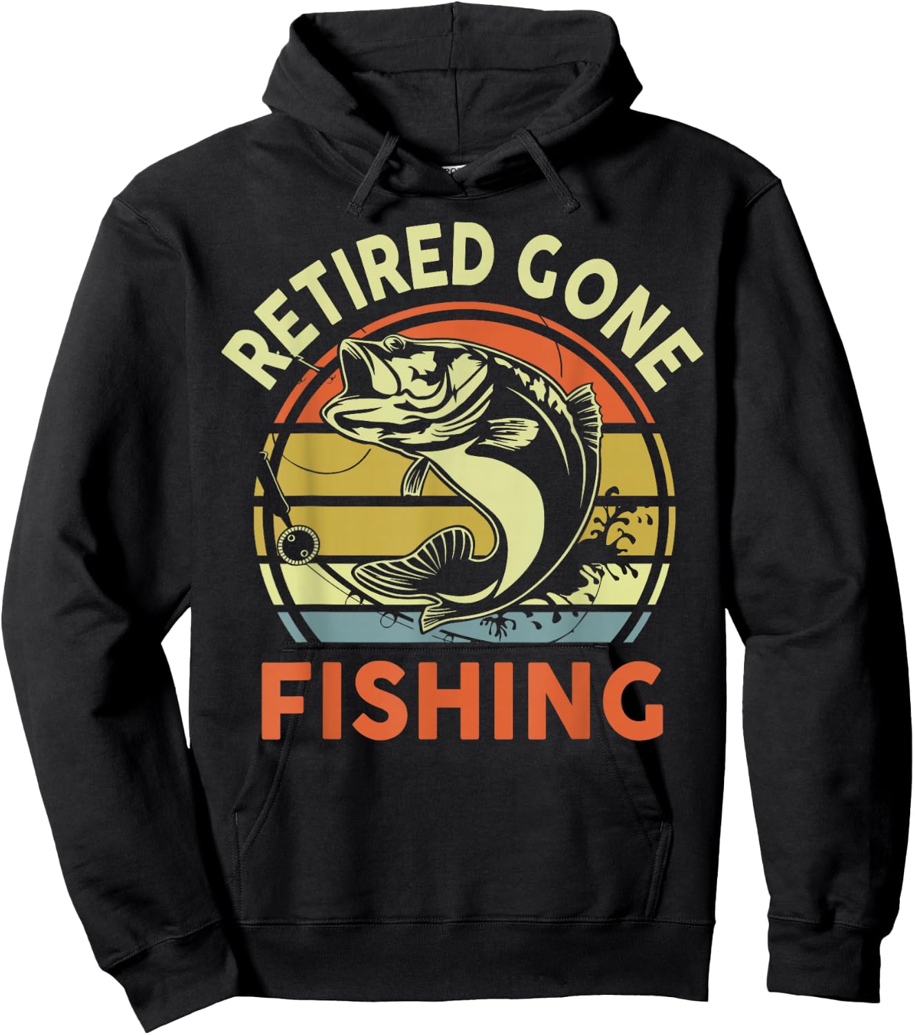 Retired Gone Fishing Bass Fish Grandpa 2025 Retirement Gift Hoodie - Hoodie | Black