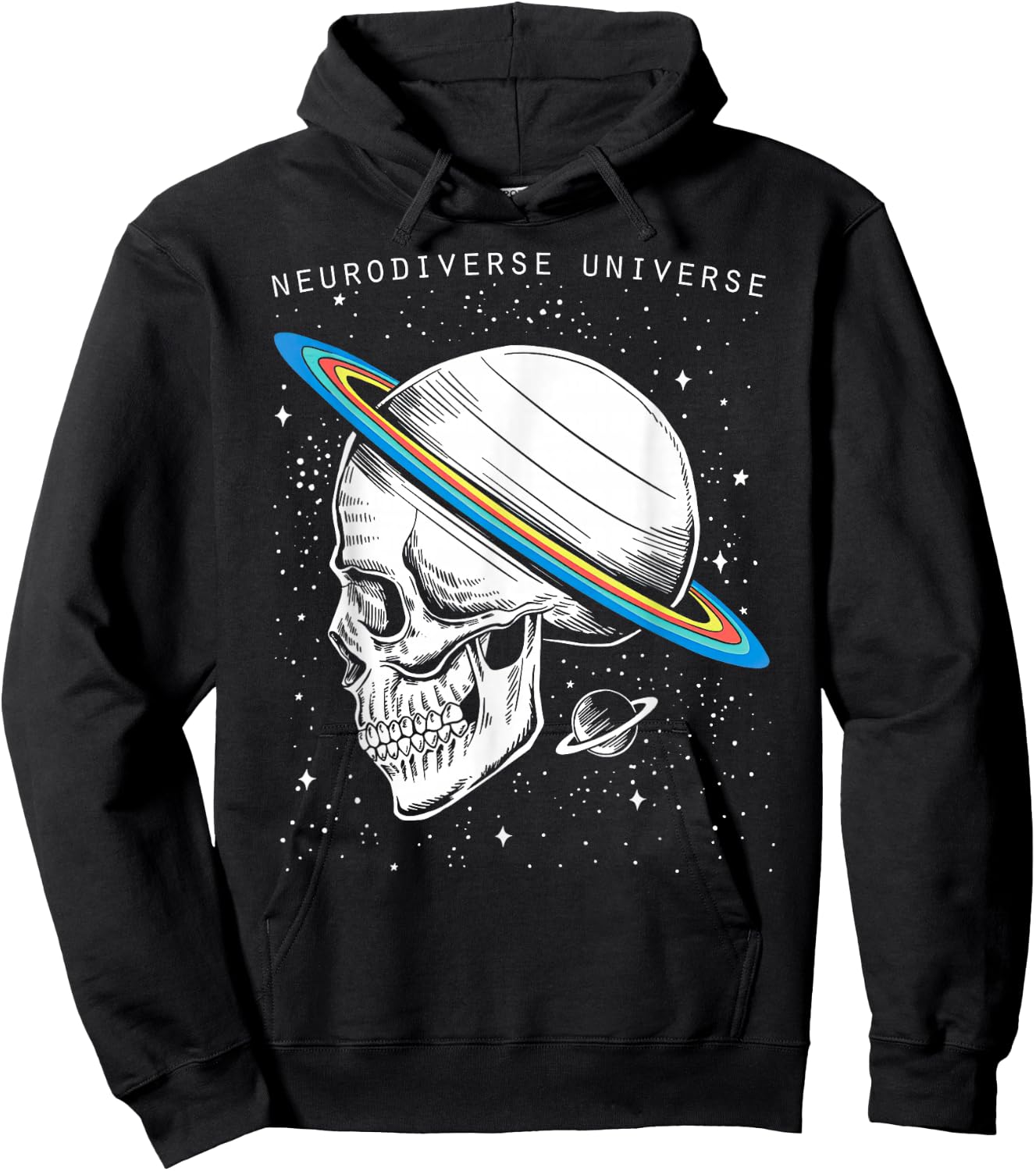 Neurodiverse Universe Skull Neurodiversity Autism Awareness Hoodie - Hoodie | Black