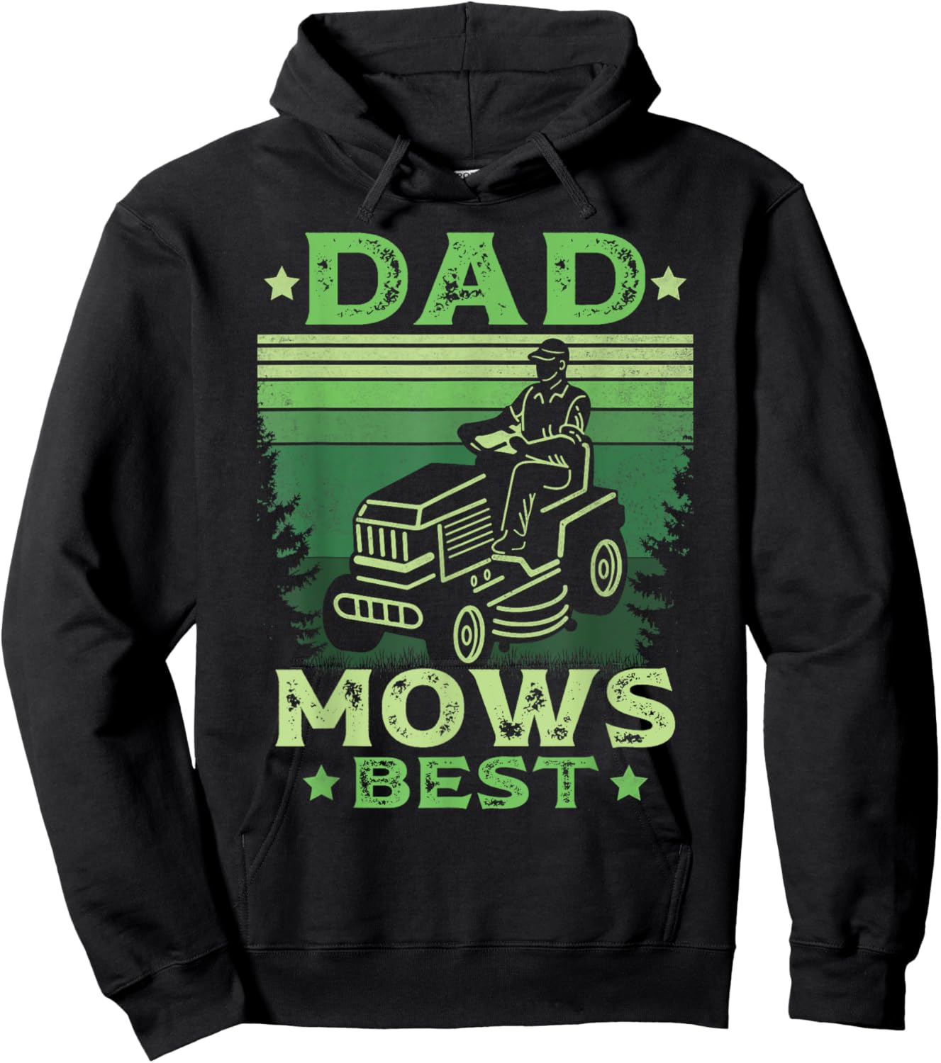 Father Mows Best Fathers Day Mowing Dad Riding Mower Vintage Hoodie - Hoodie | Black