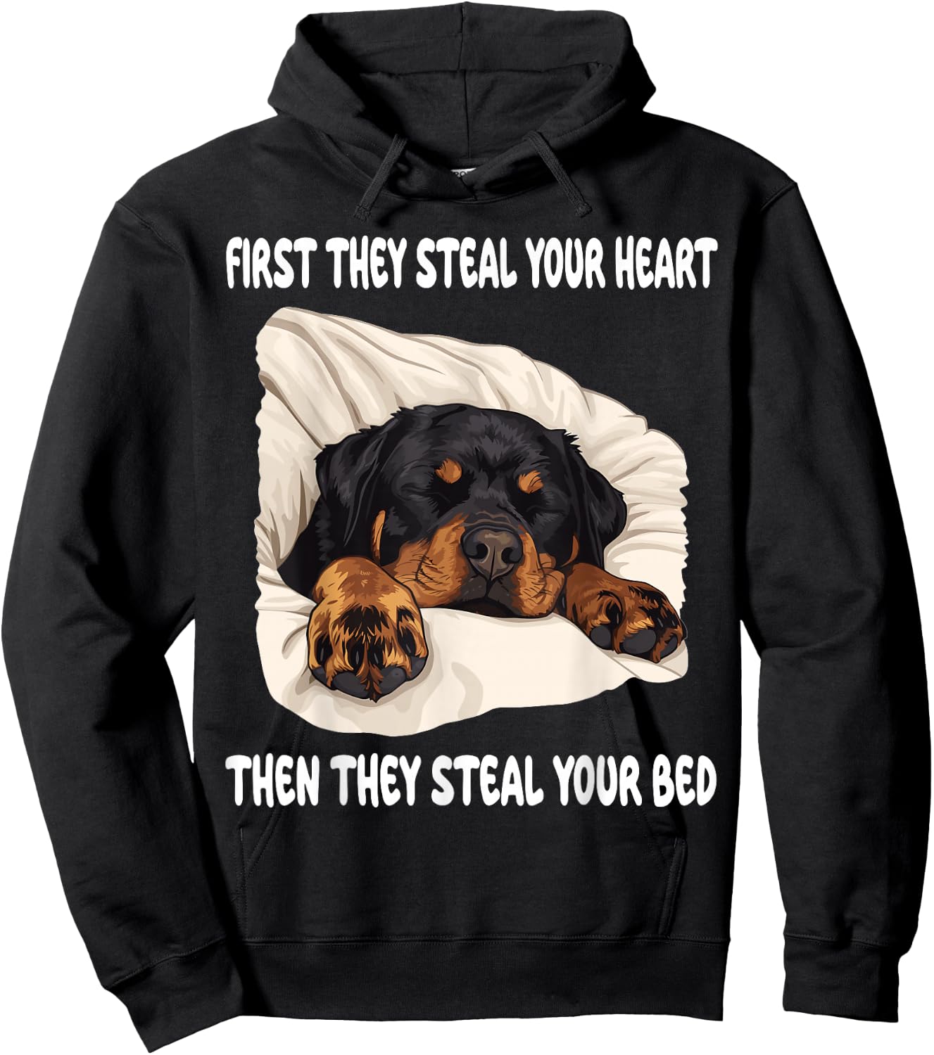 Rottweiler Sleeping Pajamas Nightgown Hoodie - Hoodie | Black