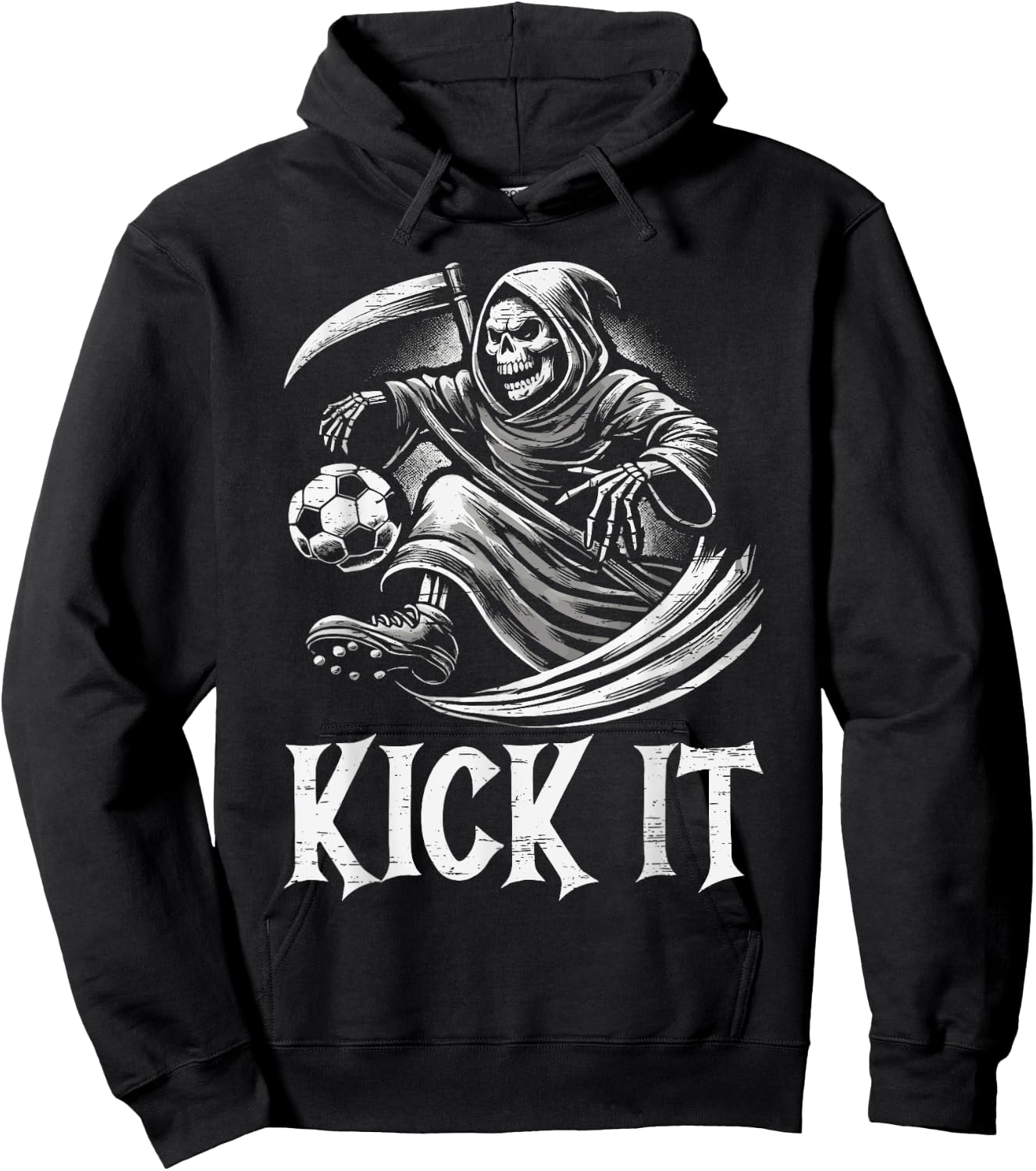 Kick It Grim Reaper Playing Soccer Hoodie - Hoodie | Black