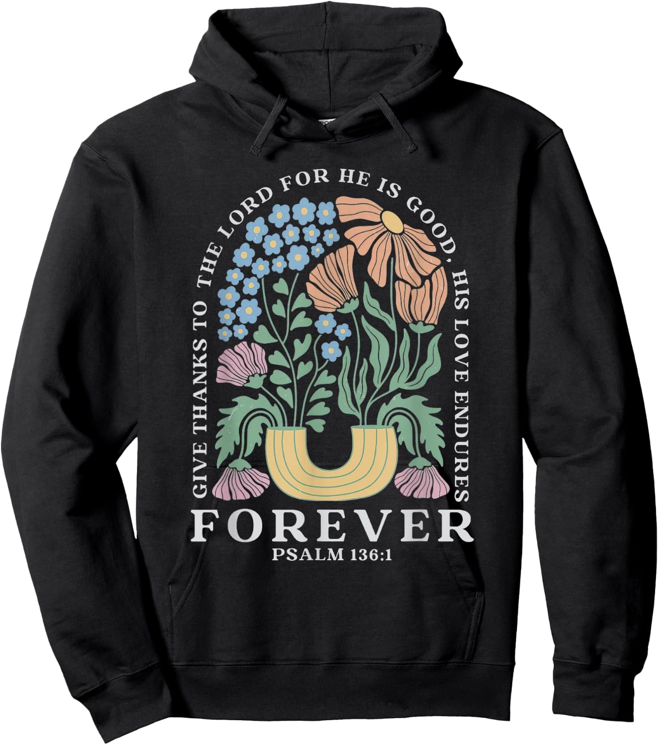 Boho Christian Shirt Women Bible Verse Jesus Vintage Floral Hoodie - Hoodie | Black