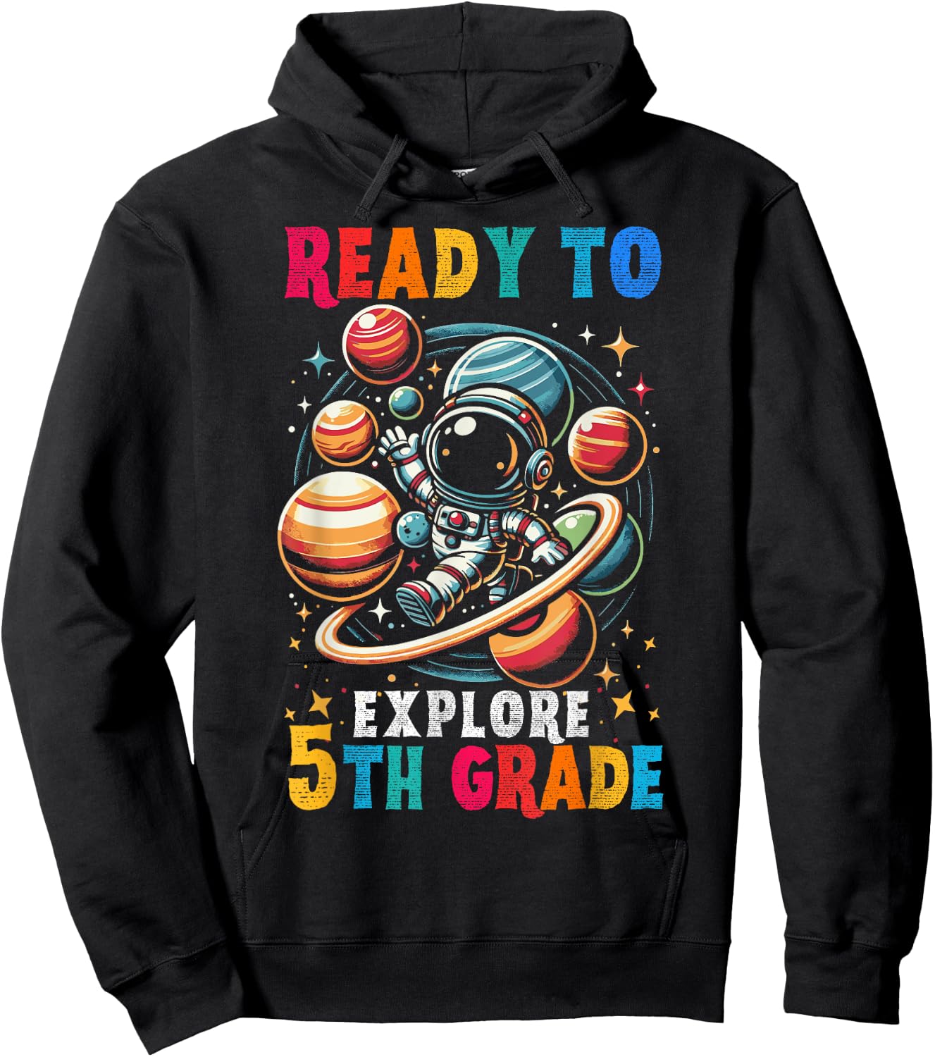 First day Kids Welcome back to School Astronaut 5th grade Hoodie - Hoodie | Black