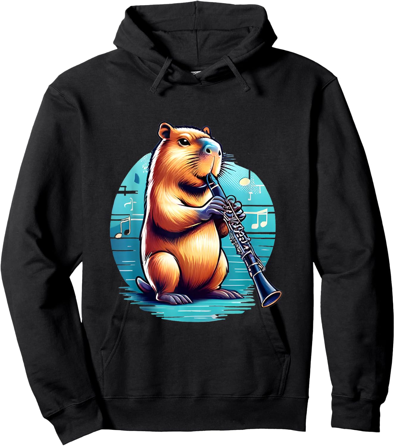 Funny Capybara Playing Clarinet Player Musician Clarinet Hoodie - Hoodie | Black