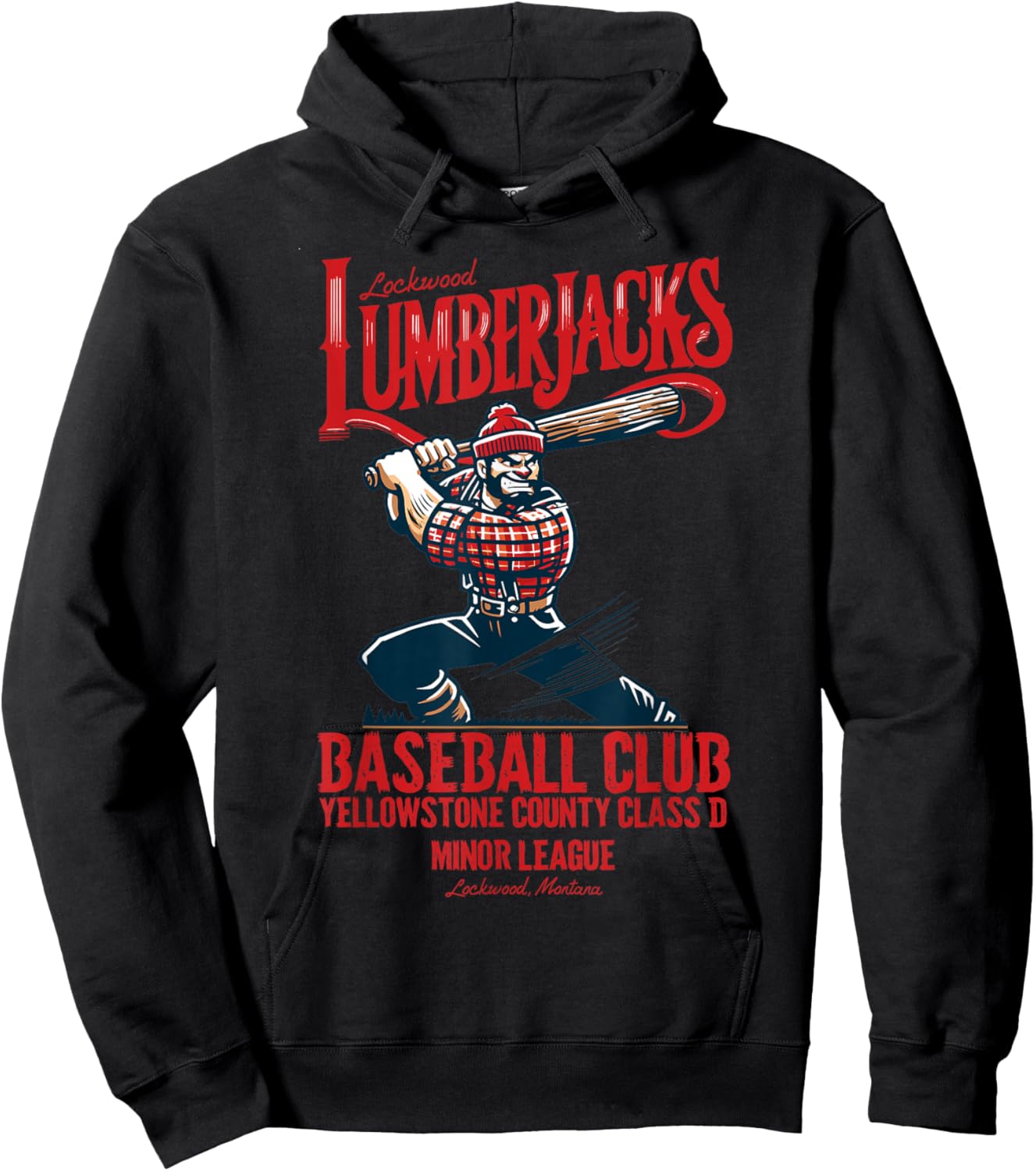 Lockwood Lumberjacks Retro Minor League Baseball Team Hoodie - Hoodie | Black