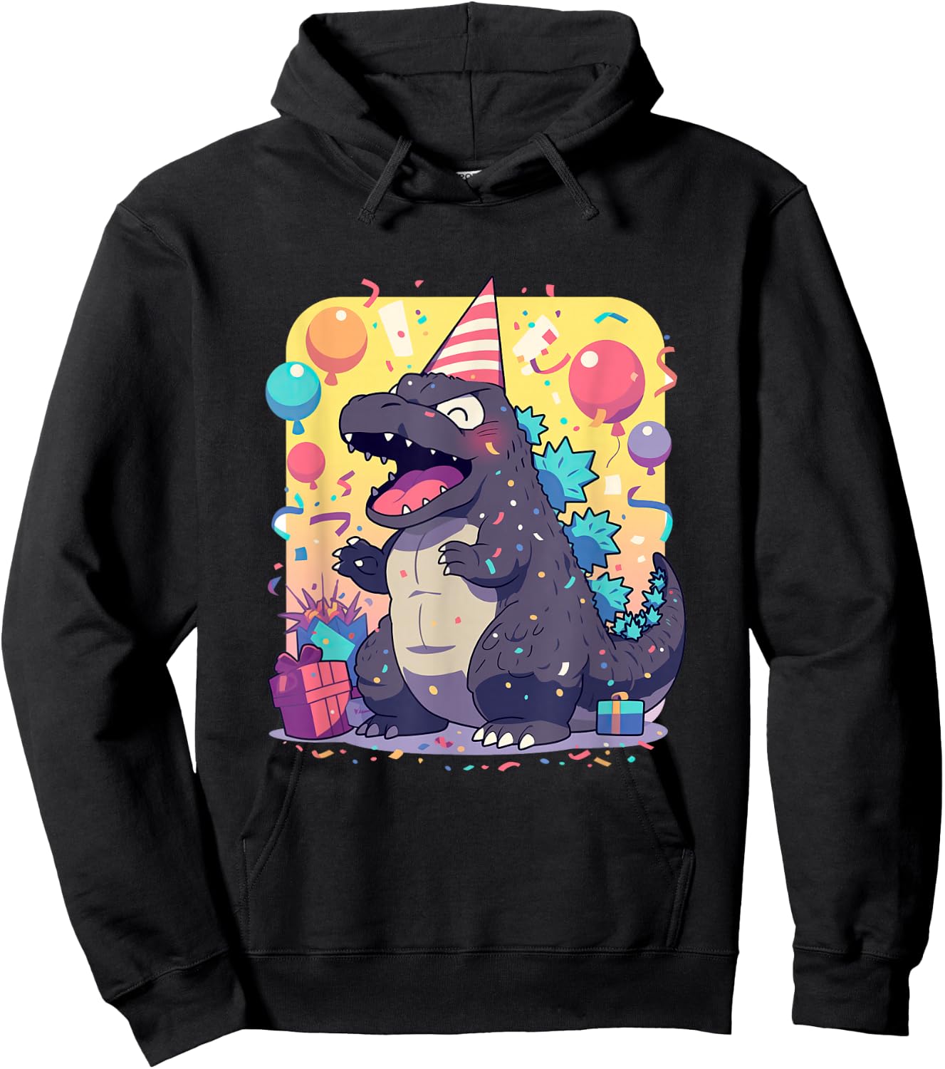Cute Happy Birthday Japanese Kaiju Monster Epic Party Hoodie - Hoodie | Black