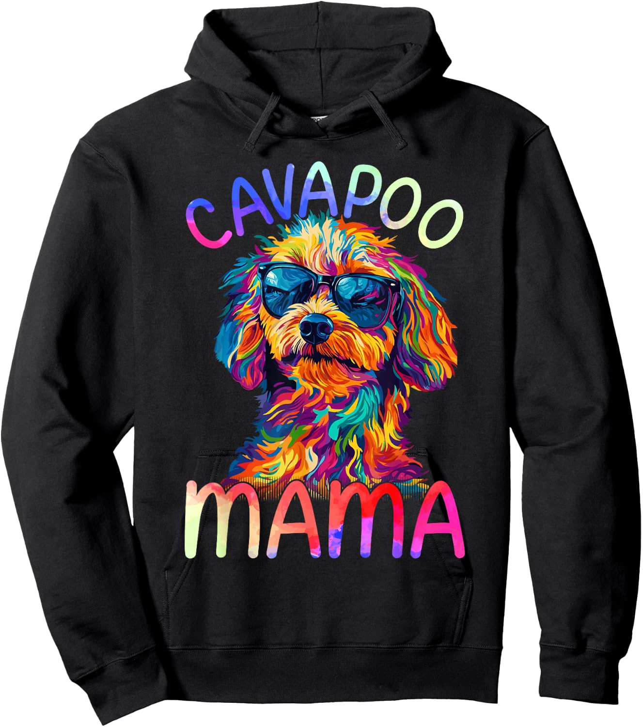 Cavapoo Mom Mama Colorful Pop Art Cavapoo Dog Hoodie - Hoodie | Black