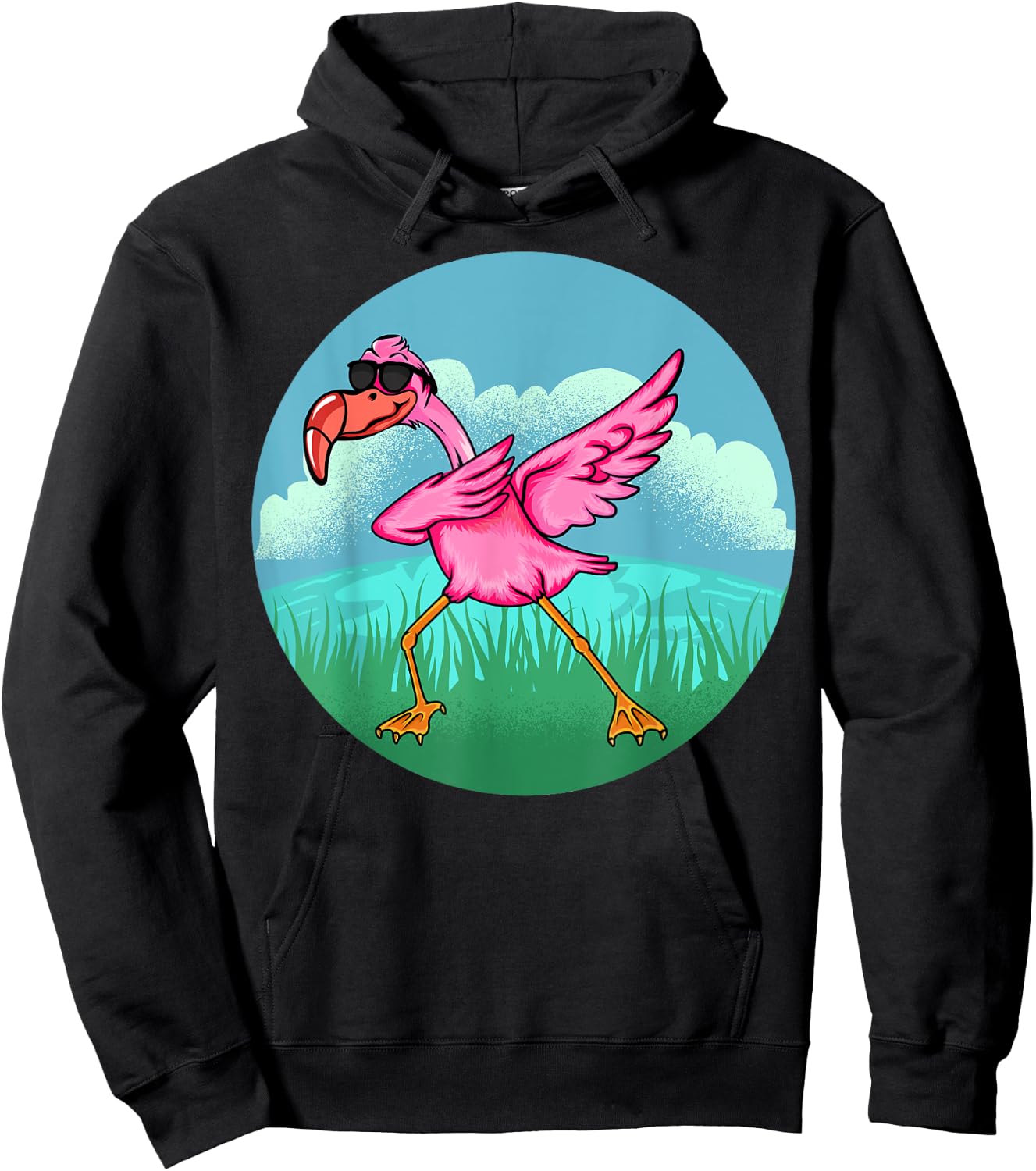 Dabbing Flamingo Wearing Sunglass - Dab Dance Flamingo Lover Hoodie - Hoodie | Black