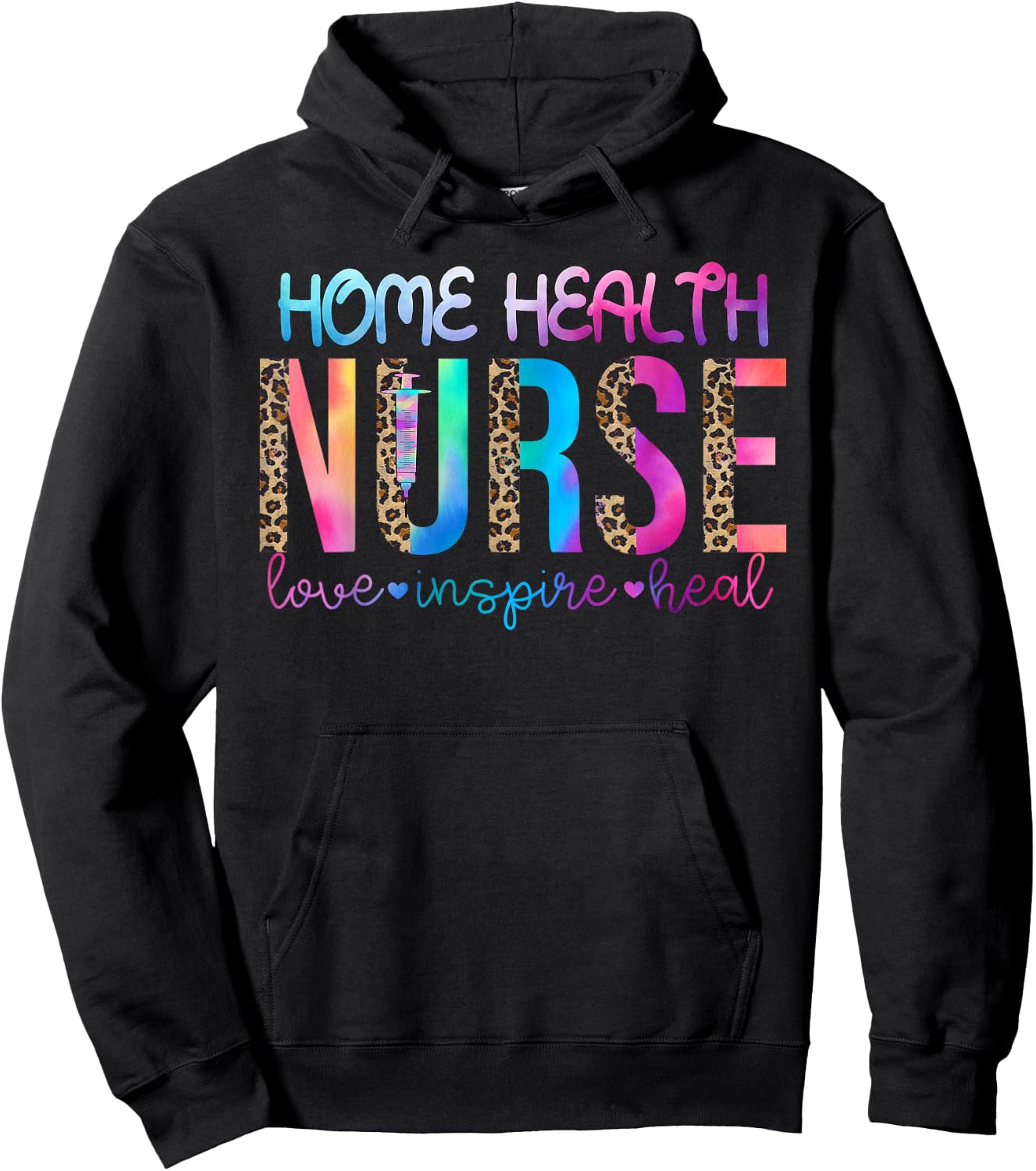Home Health nurse love inspire heal watercolor Hoodie - Hoodie | Black