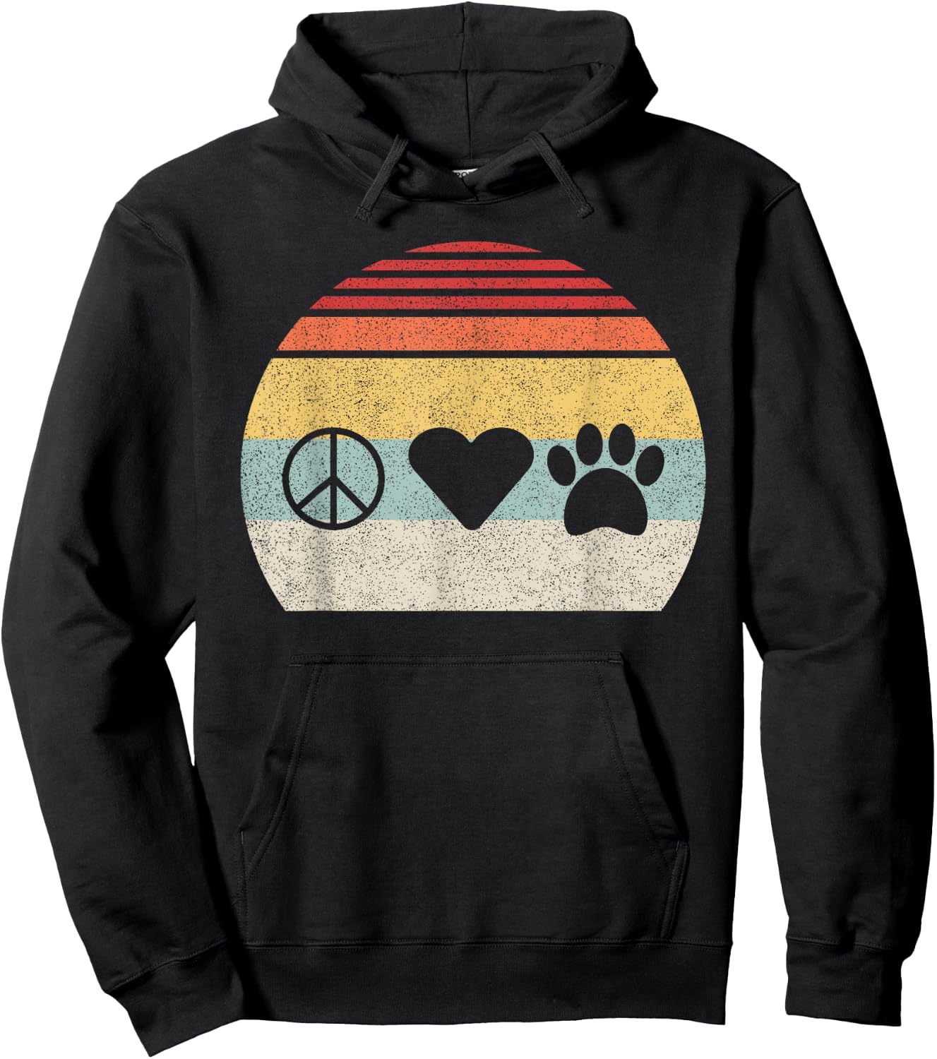 Vintage Retro Peace Love And Dogs Dog Lover Gift Hoodie - Hoodie | Black