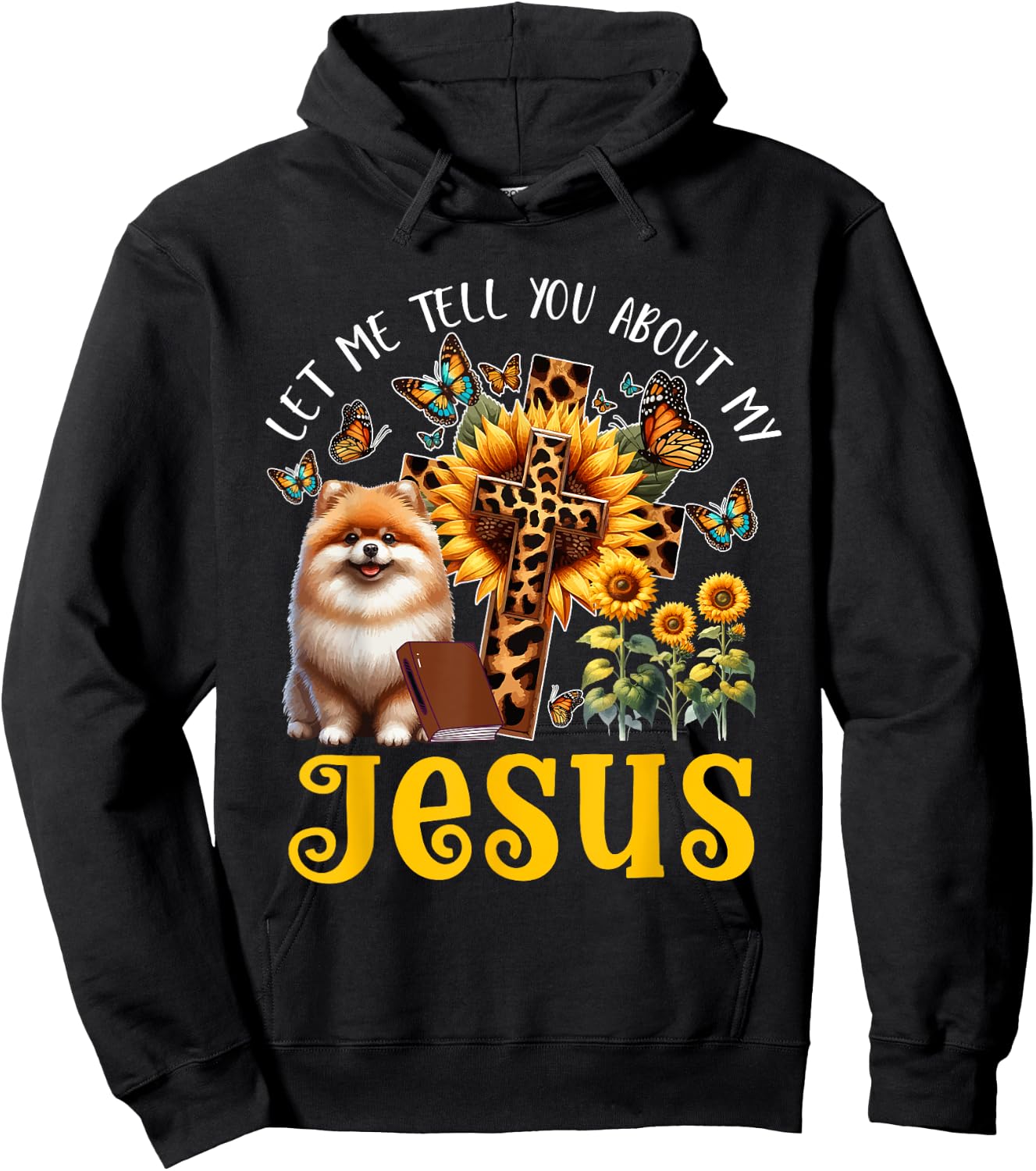 Tell About Jesus Costume Pomeranian Cute Christian Cross Hoodie - Hoodie | Black