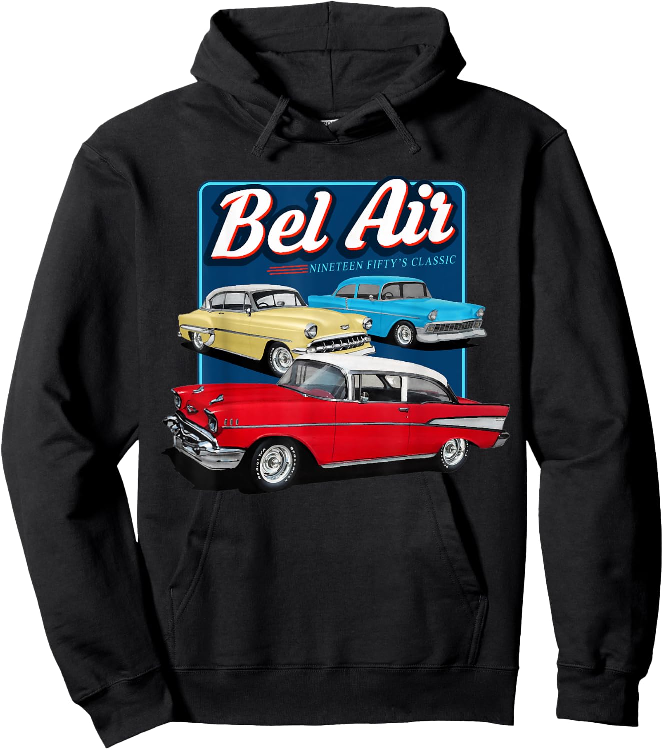 55 57 50 90s Chevys Bel Air Muscle Cars Truck Hoodie - Hoodie | Black