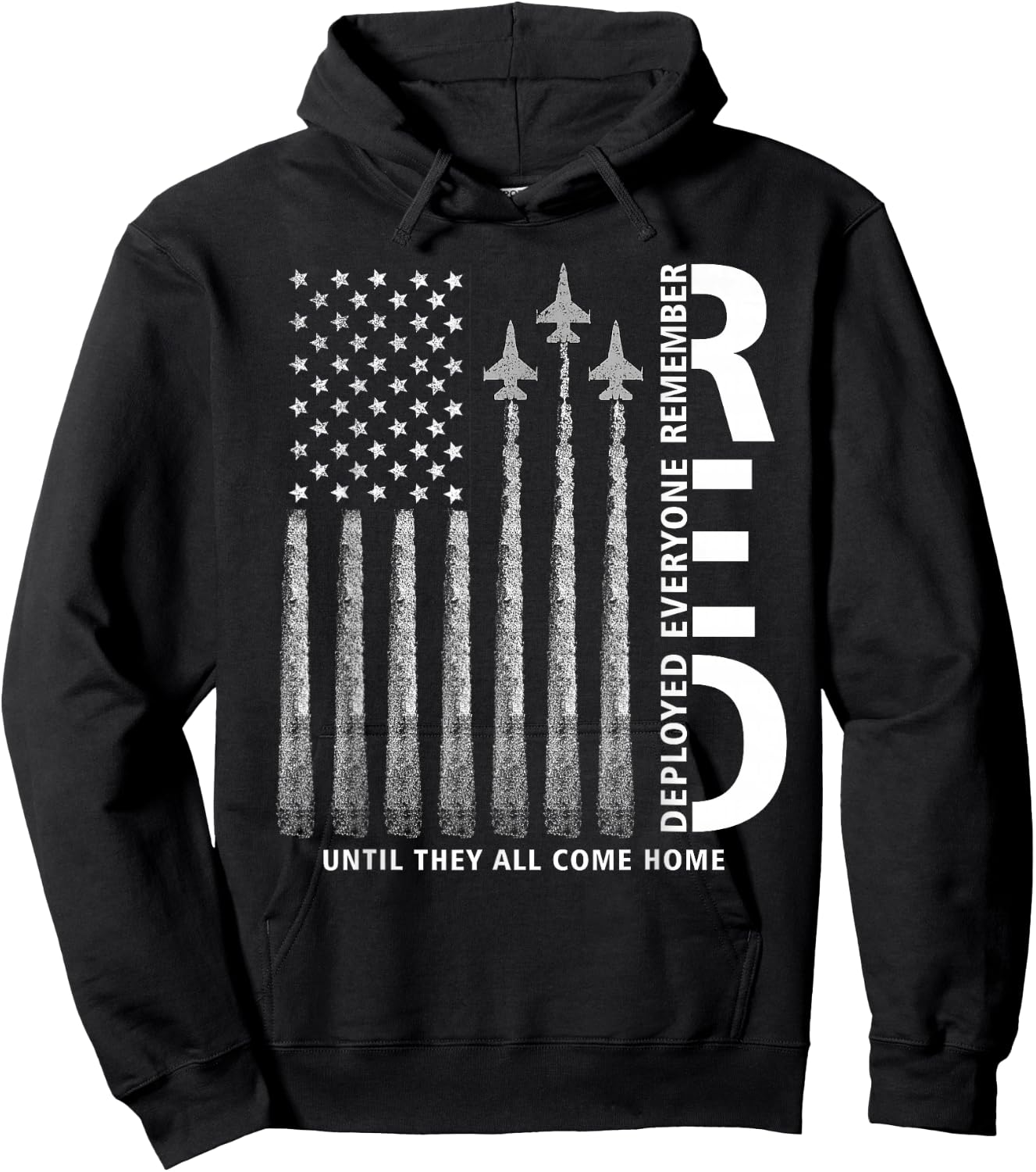 RED Friday Remember Everyone Deployed Military American Flag Hoodie - Hoodie | Black