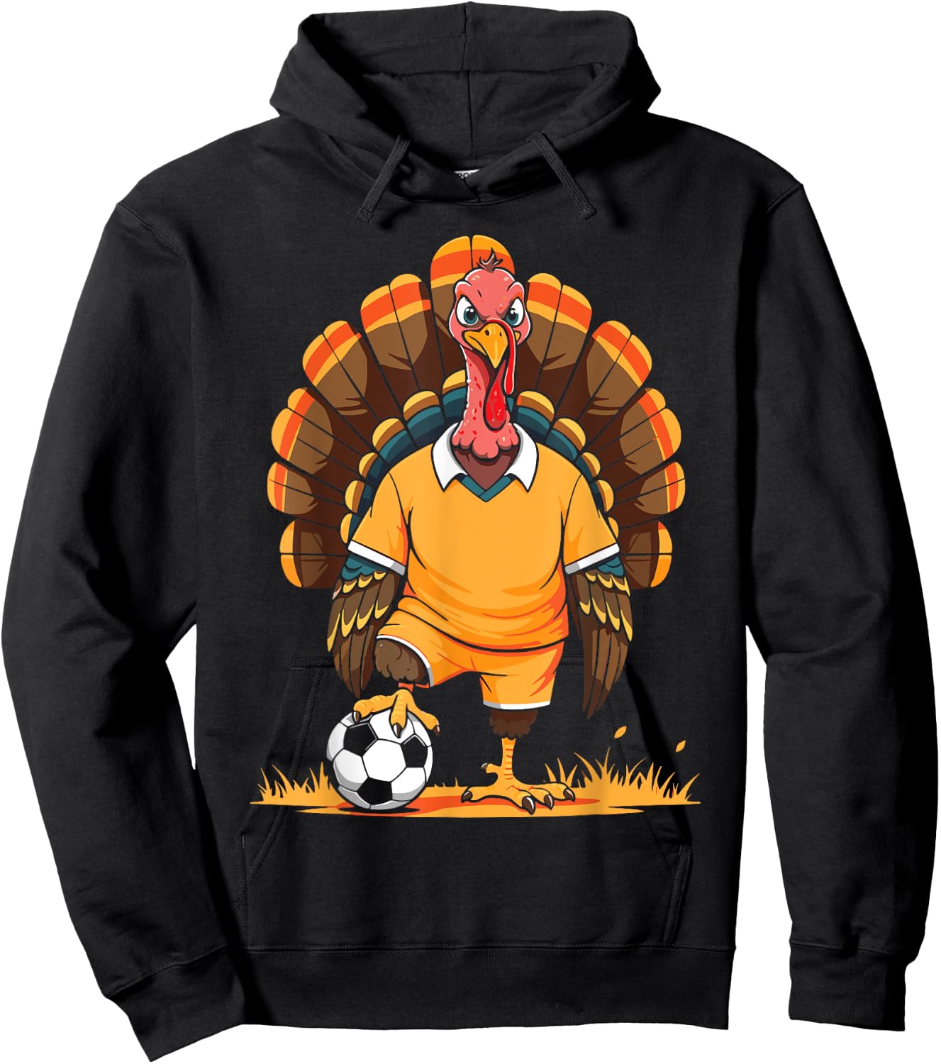 Soccer turkey pilgrim thanksgiving pumpkin kids boys girls Hoodie - Hoodie | Black