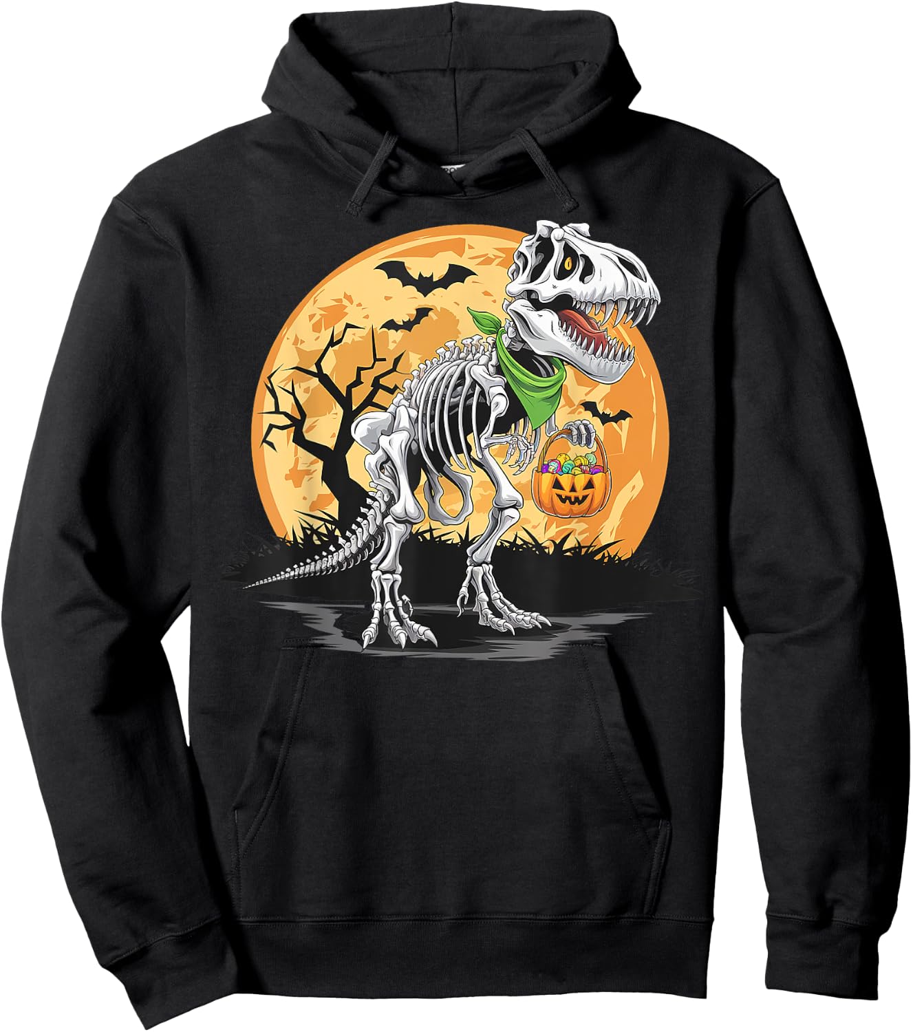 Halloween T rex Dinosaur Mummy Pumpkin For Boys Men Women Hoodie - Hoodie | Black