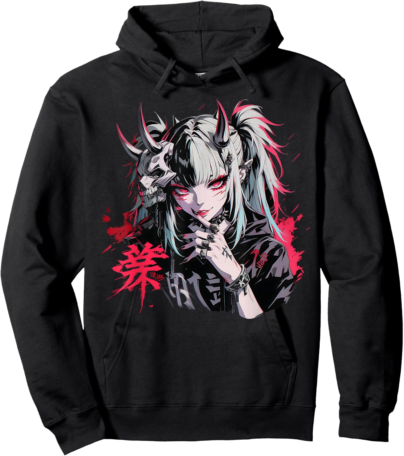 Gothic Anime Demon Waifu Cute Japan Manga Vaporware Retro Hoodie - Hoodie | Black