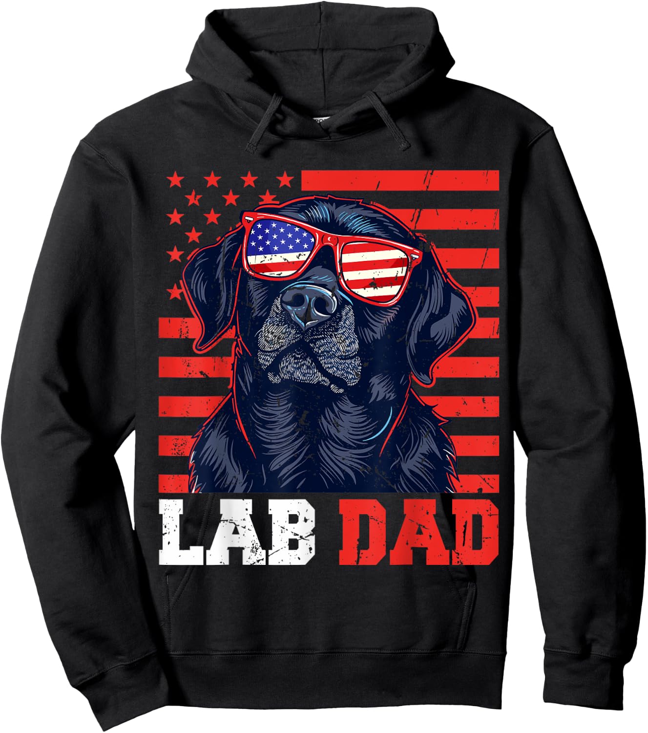 Funny Lab Dad Usa Stars Labrador 4th Of July Fathers Day Men Hoodie - Hoodie | Black