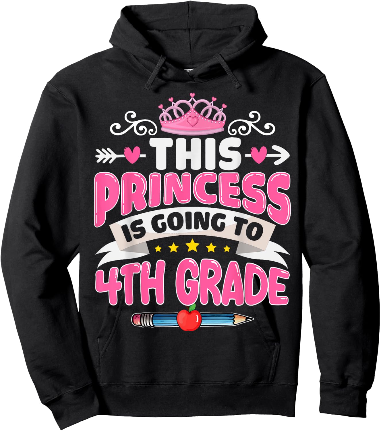 Kids This Princess Is Going To 4th Grade Girl Back to School Hoodie - Hoodie | Black