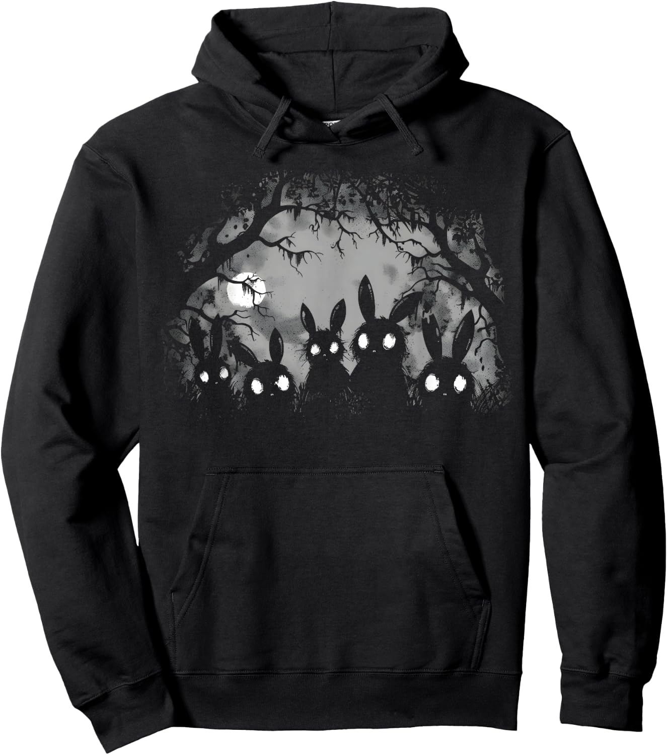Creepy Cute Bunny Rabbits Alt Goth Grunge Horror Aesthetic , Small, Black Hoodie - Hoodie | Black
