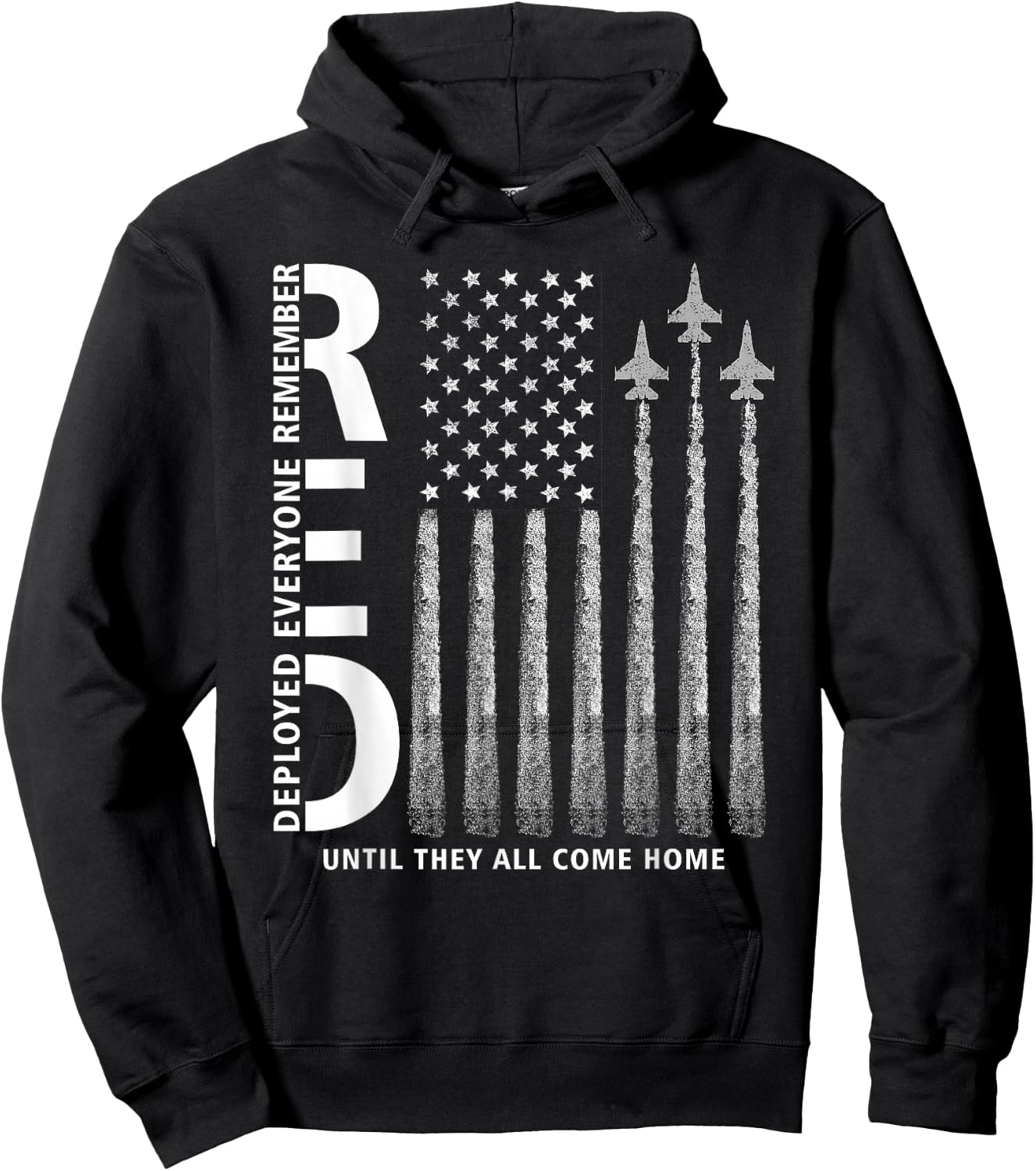 RED Friday Remember Everyone Deployed Military Jets Flag Hoodie - Hoodie | Black