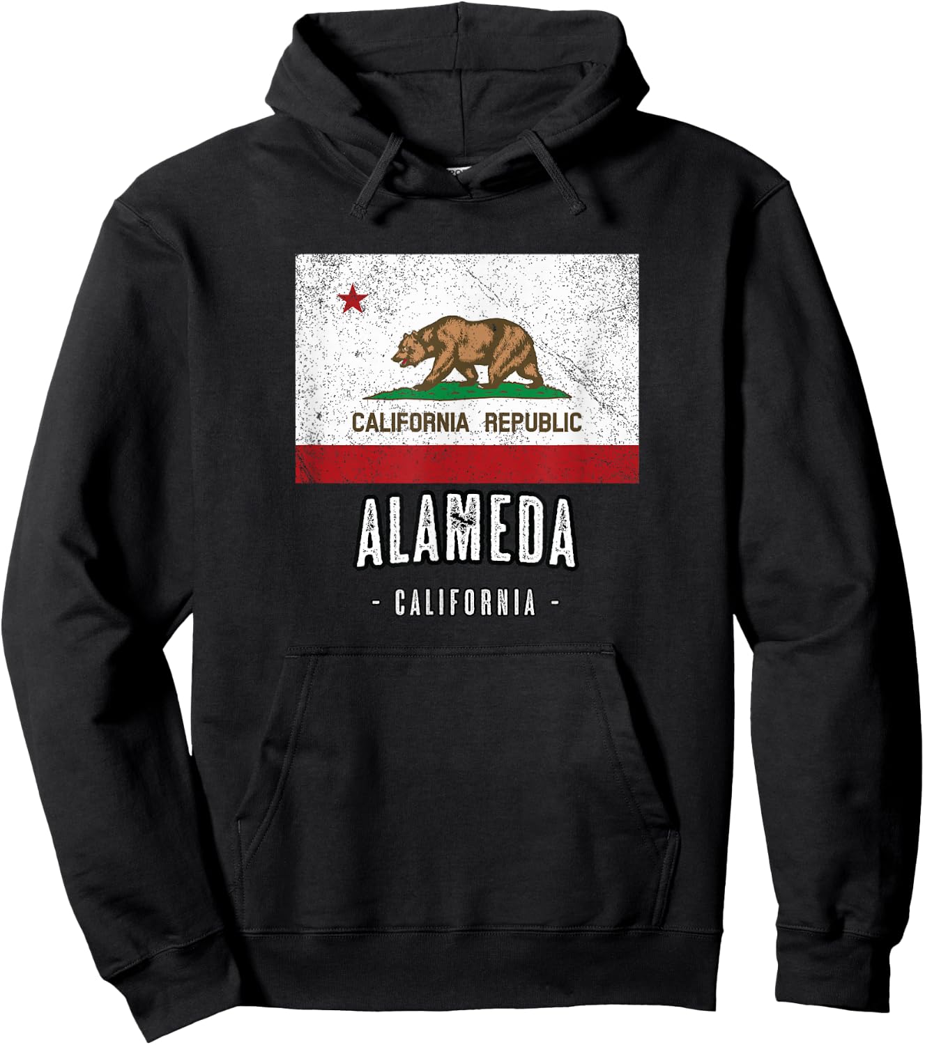 ALAMEDA California | City CA USA, California Flag Hoodie - Hoodie | Black