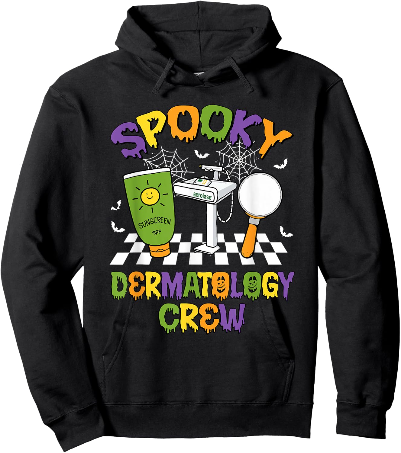 Retro Groovy Spooky Dermatology Crew Dermatologist Halloween Hoodie - Hoodie | Black