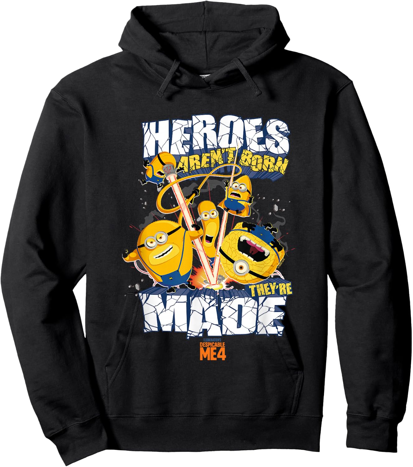 Despicable Me 4 Heroes aren't Born They're Made Minions Logo Hoodie - Hoodie | Black