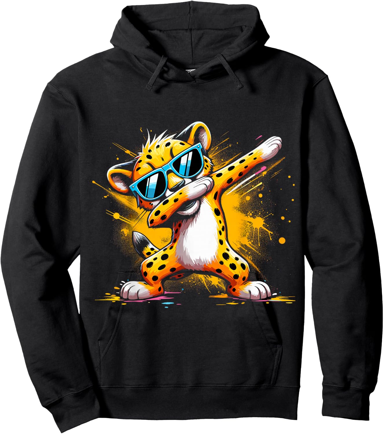 Dabbing Cheetah Sunglasses Cheetah Animal Colorful Hoodie - Hoodie | Black