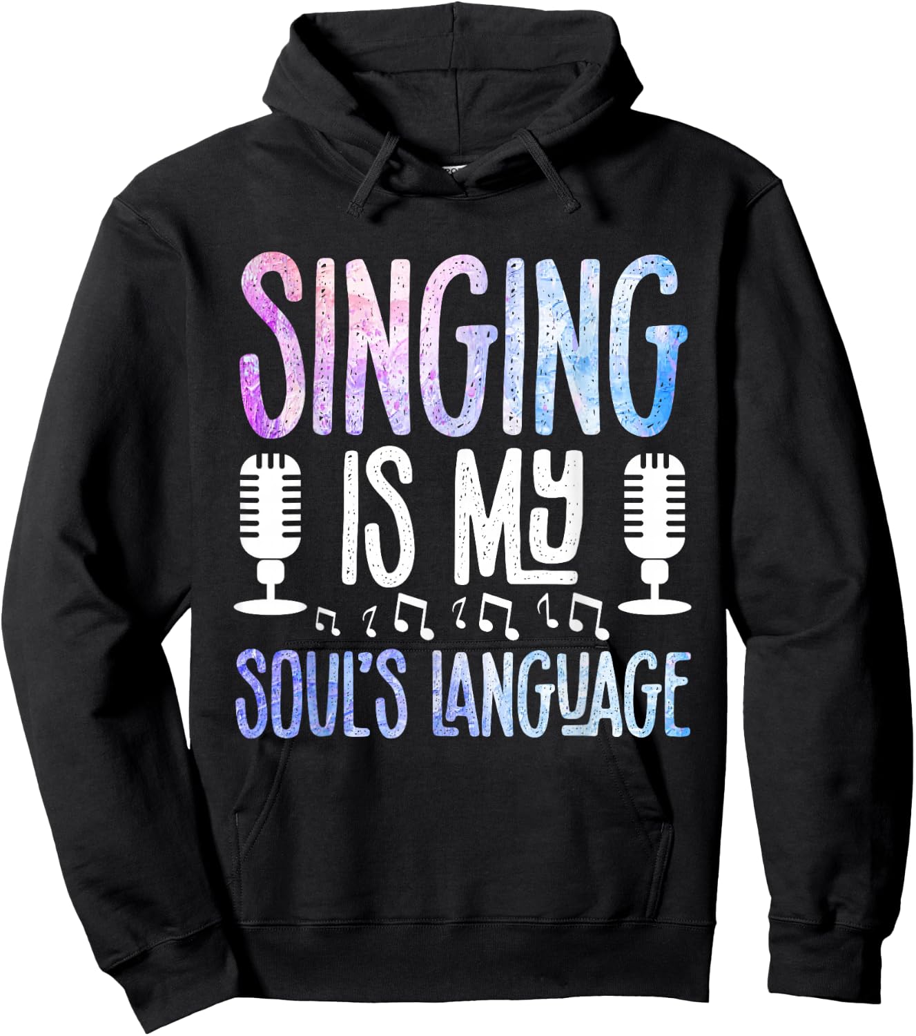 Music Notes Singer Performance Microphone Hoodie - Hoodie | Black