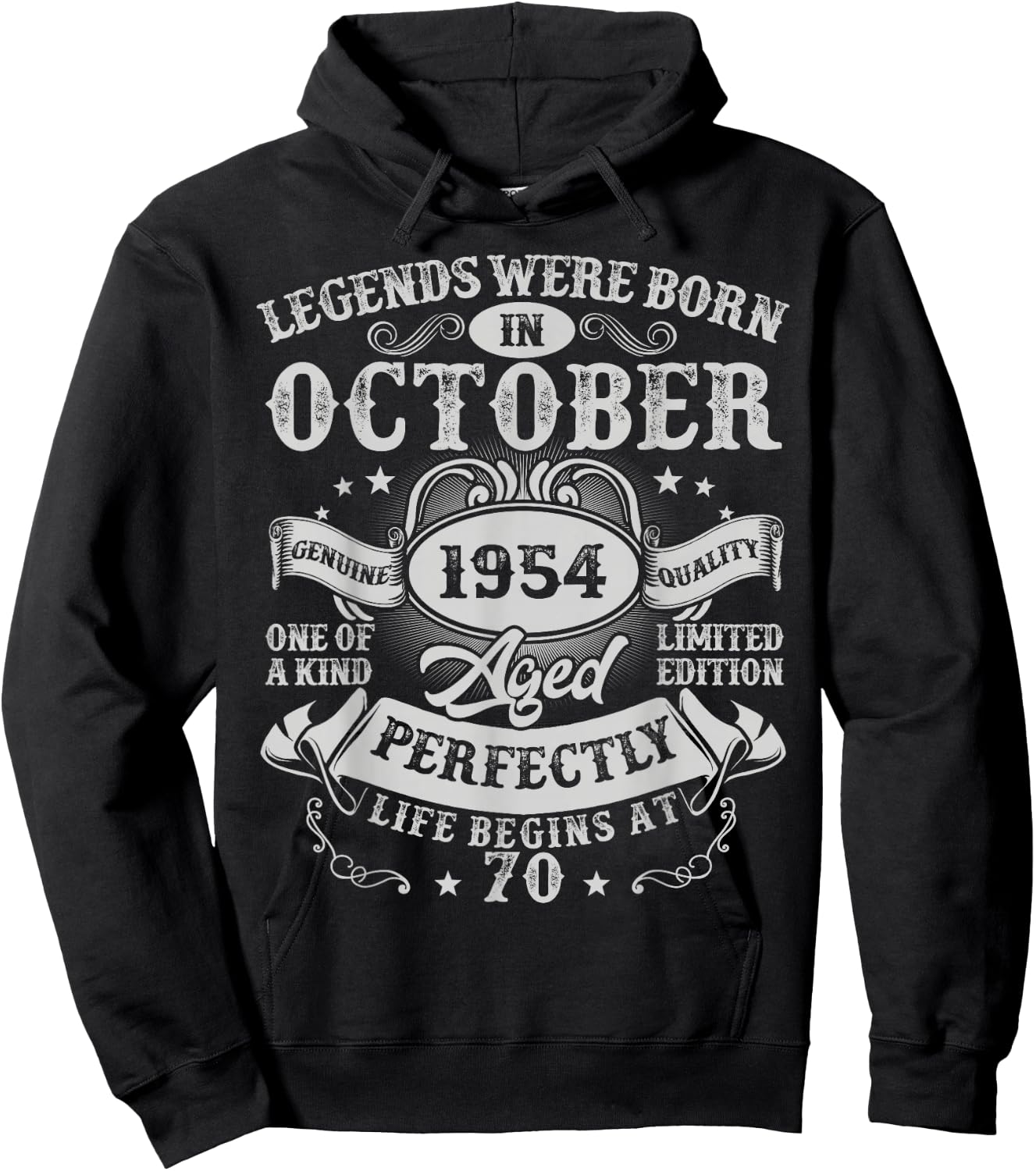 Legends Were Born in October 1954 Vintage 70th Birthday Men Hoodie - Hoodie | Black