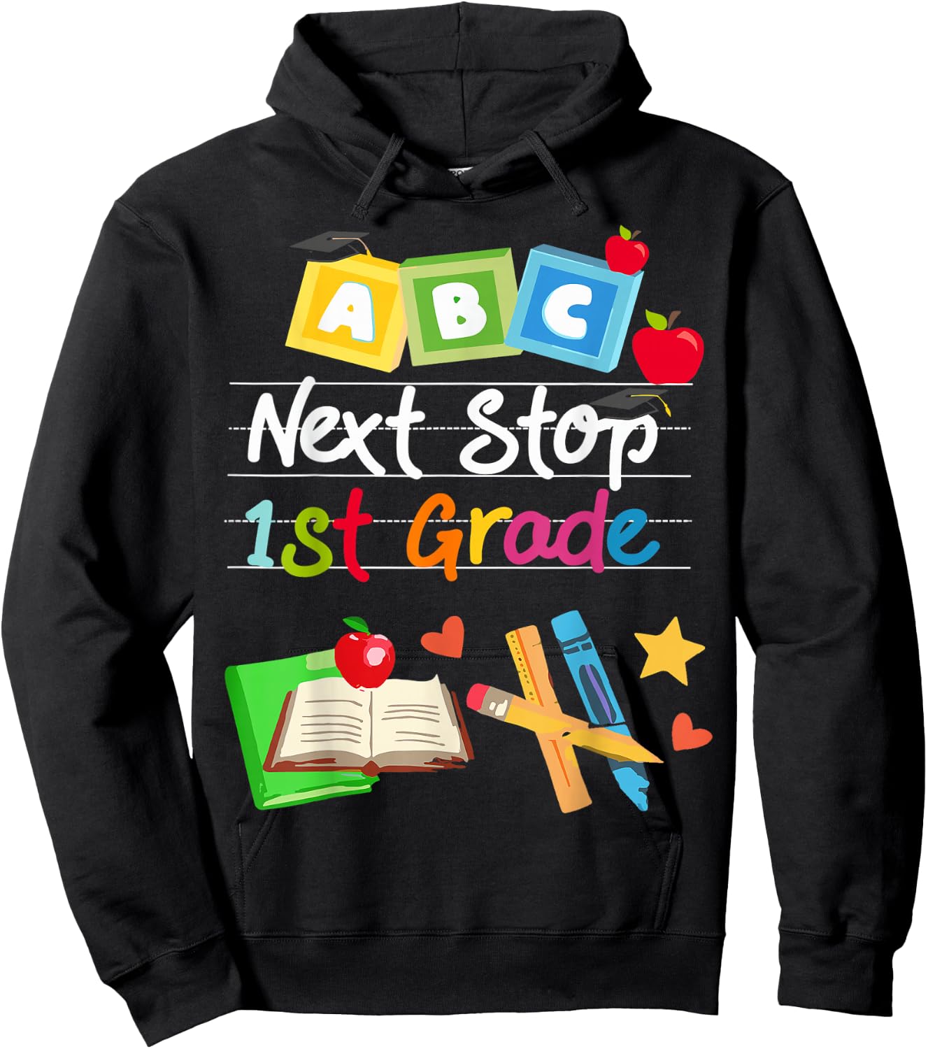 Next Stop 1st Grade Preschool Graduation 2024 Boy Girl Hoodie - Hoodie | Black