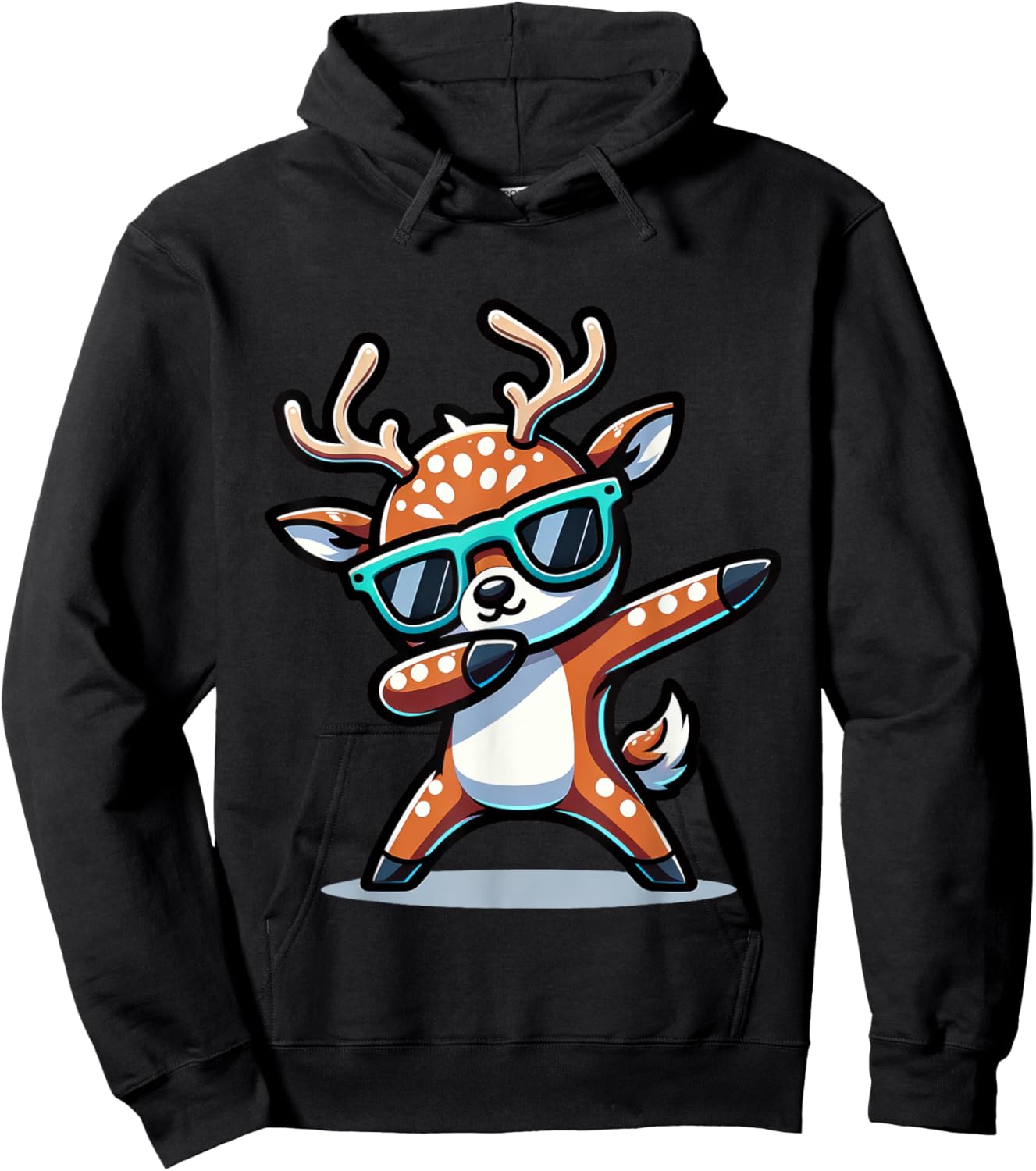 Christmas Reindeer Boys Dabbing Reindeer Santa Xmas Funny Hoodie - Hoodie | Black