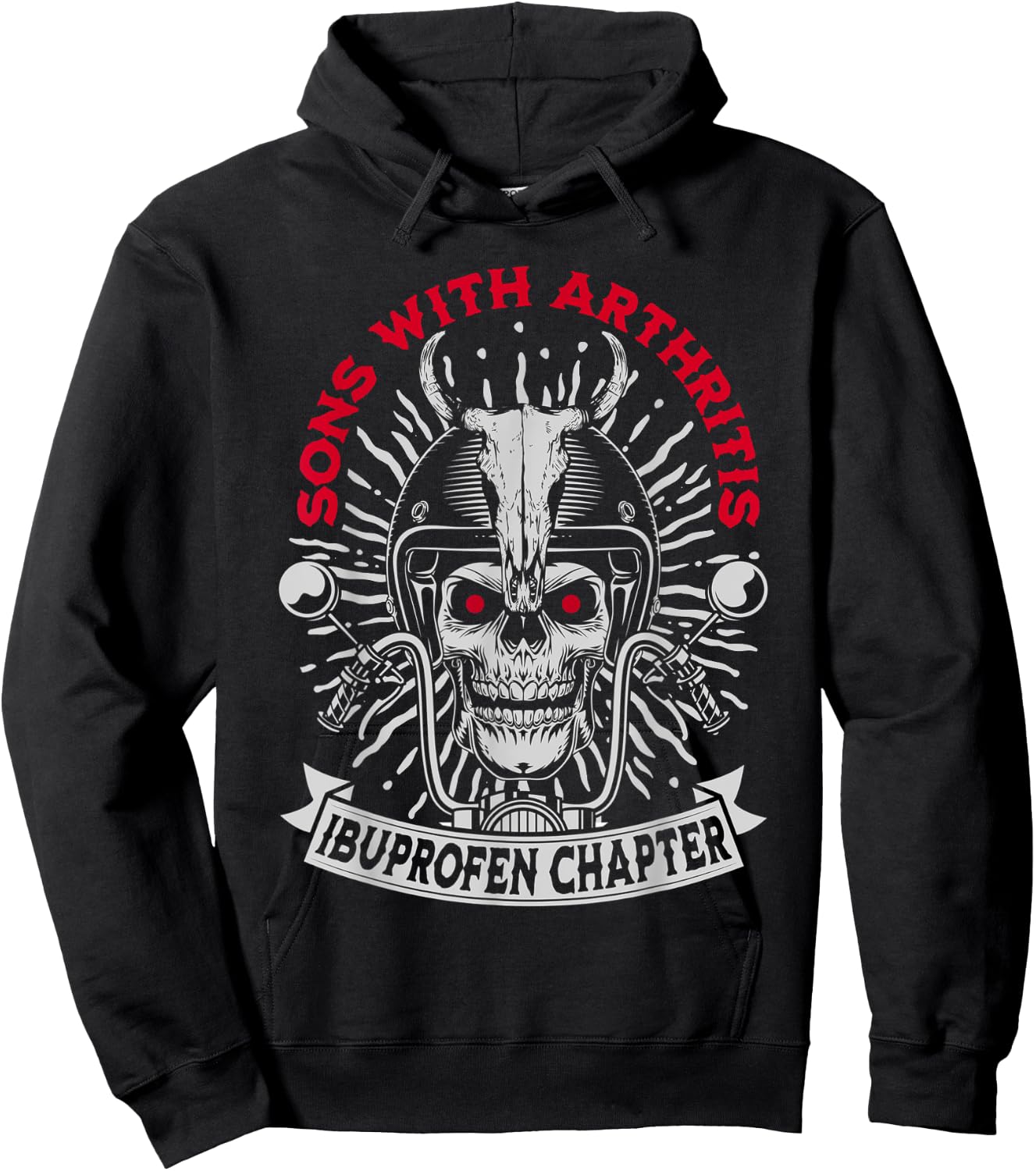 Sons With Arthritis Ibuprofen Chapter Funny Biker Skull Hoodie - Hoodie | Black
