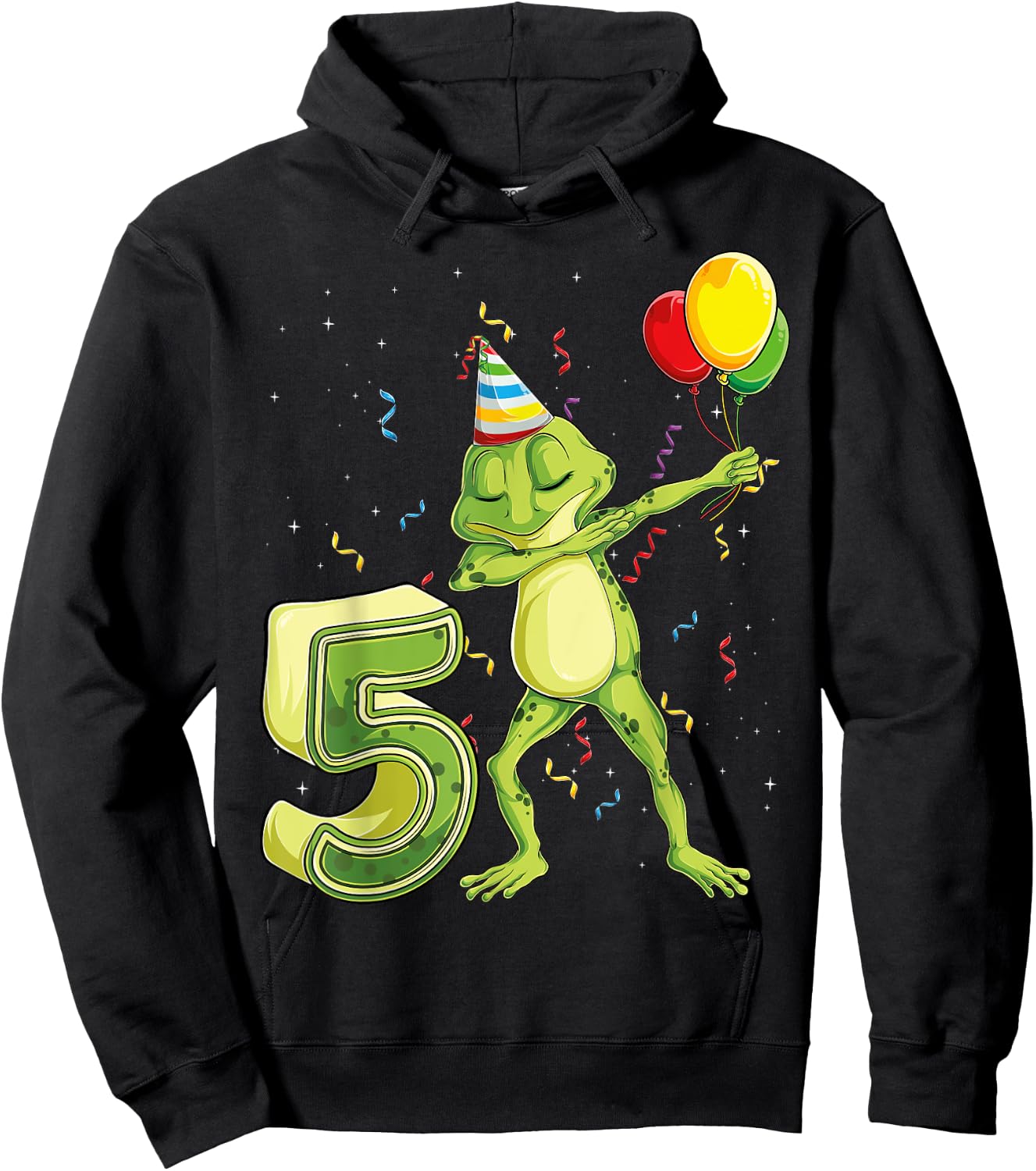 Funny Dab Frog Fifth 5th Birthday Five 5 Years Old Bday Kids Hoodie - Hoodie | Black