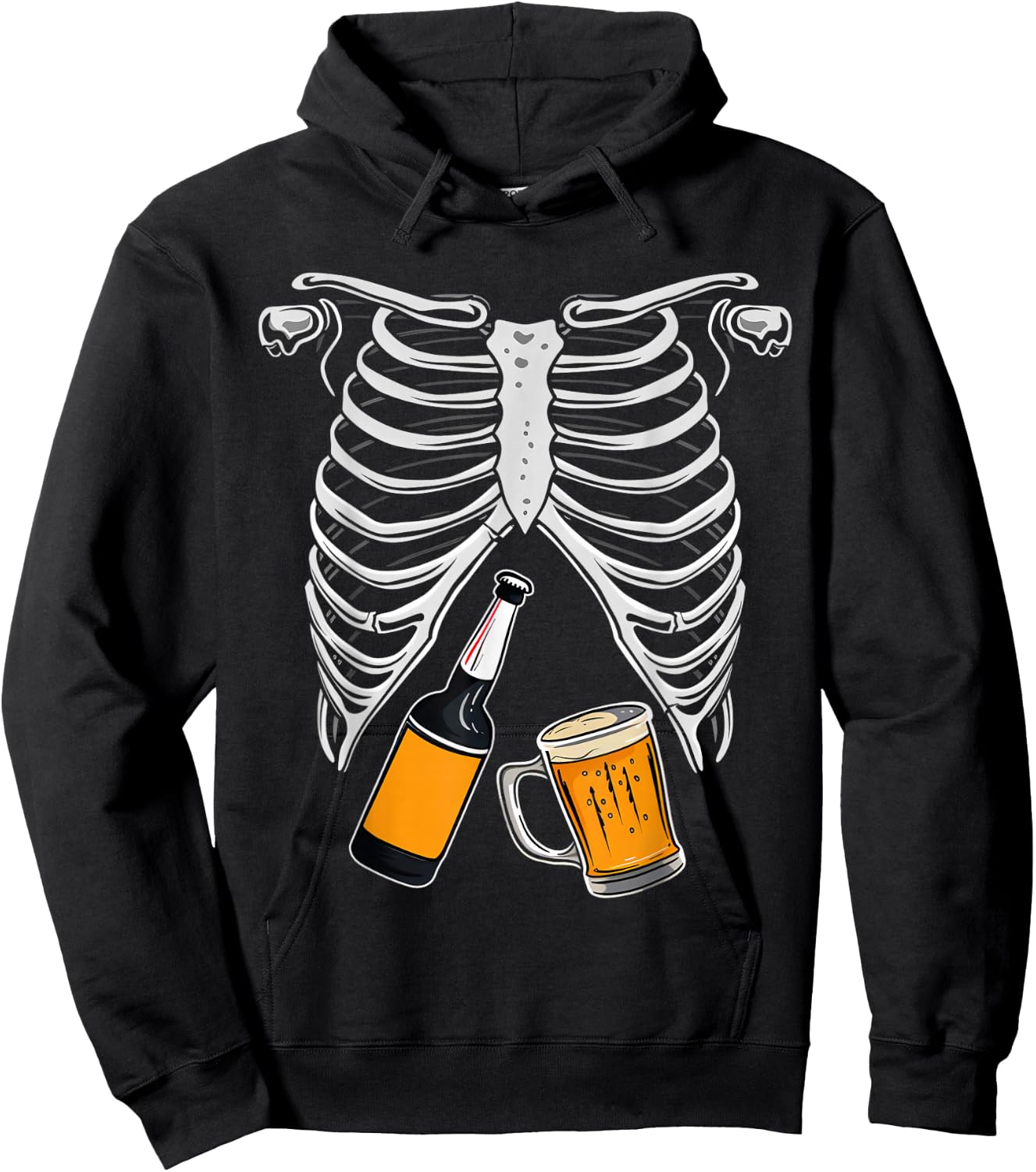 Skeleton Costume Halloween Beer Xray Matching Family Dad Hoodie - Hoodie | Black