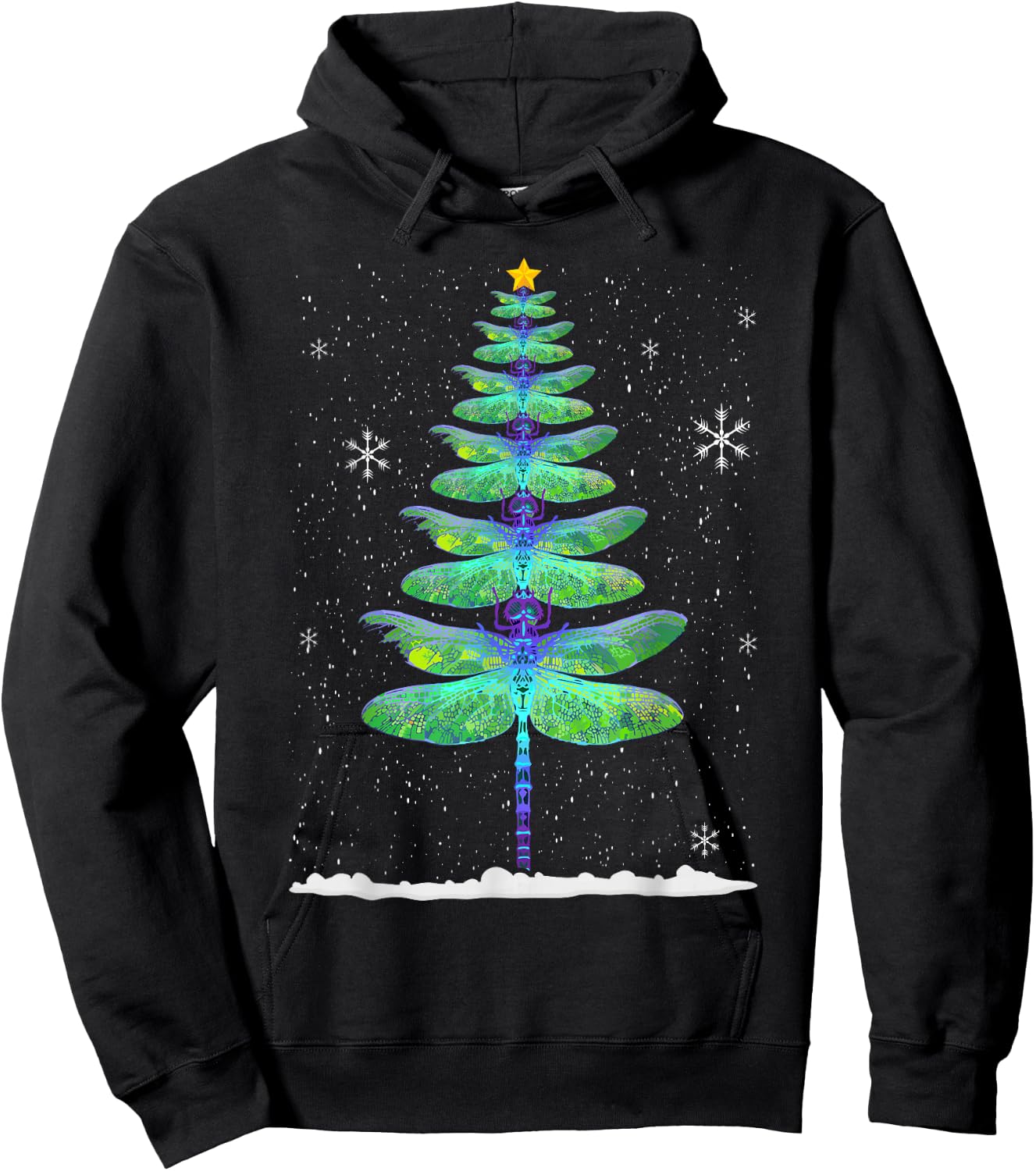 Funny Dragonfly Christmas Tree Hoodie - Hoodie | Black
